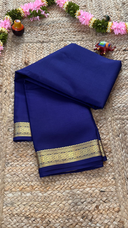Mysore Silk Lite - Dark Blue small boarder