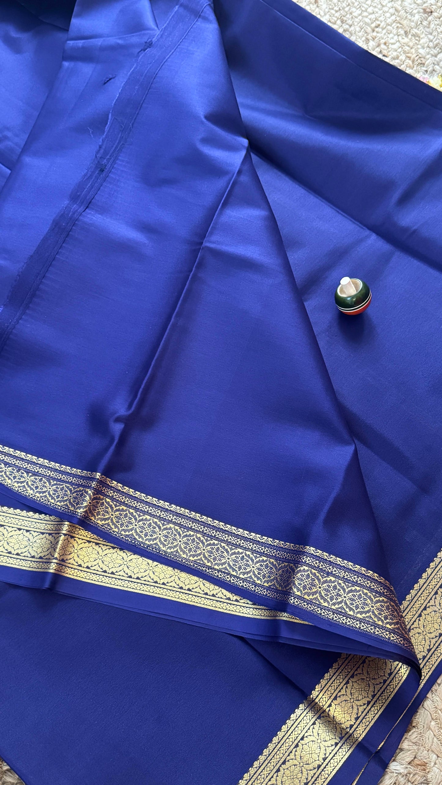 Mysore Silk Lite - Dark Blue small boarder