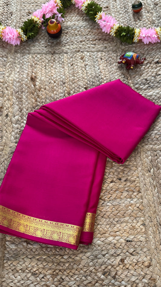 Mysore Silk Lite - Dark Pink small boarder