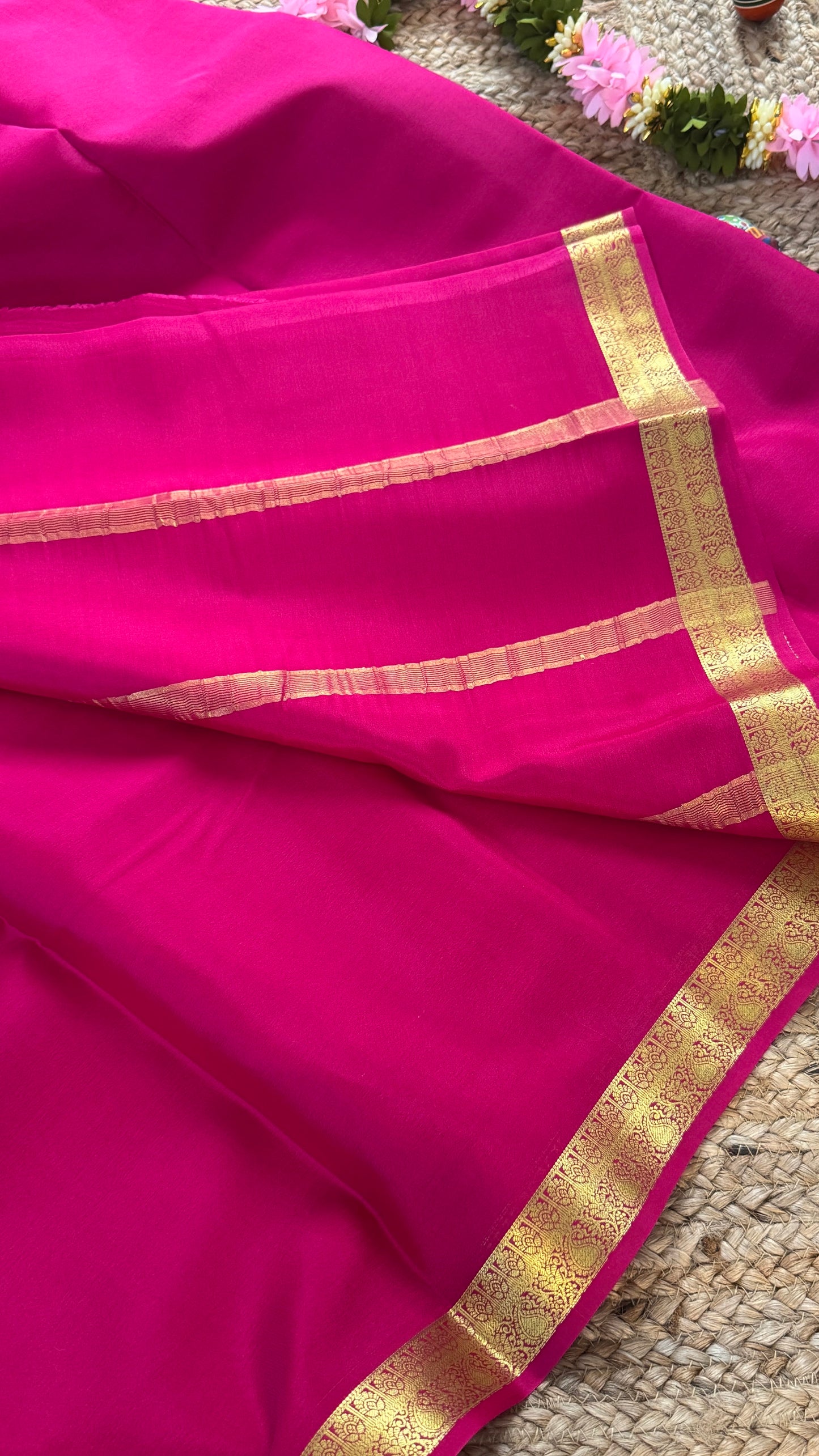 Mysore Silk Lite - Dark Pink small boarder