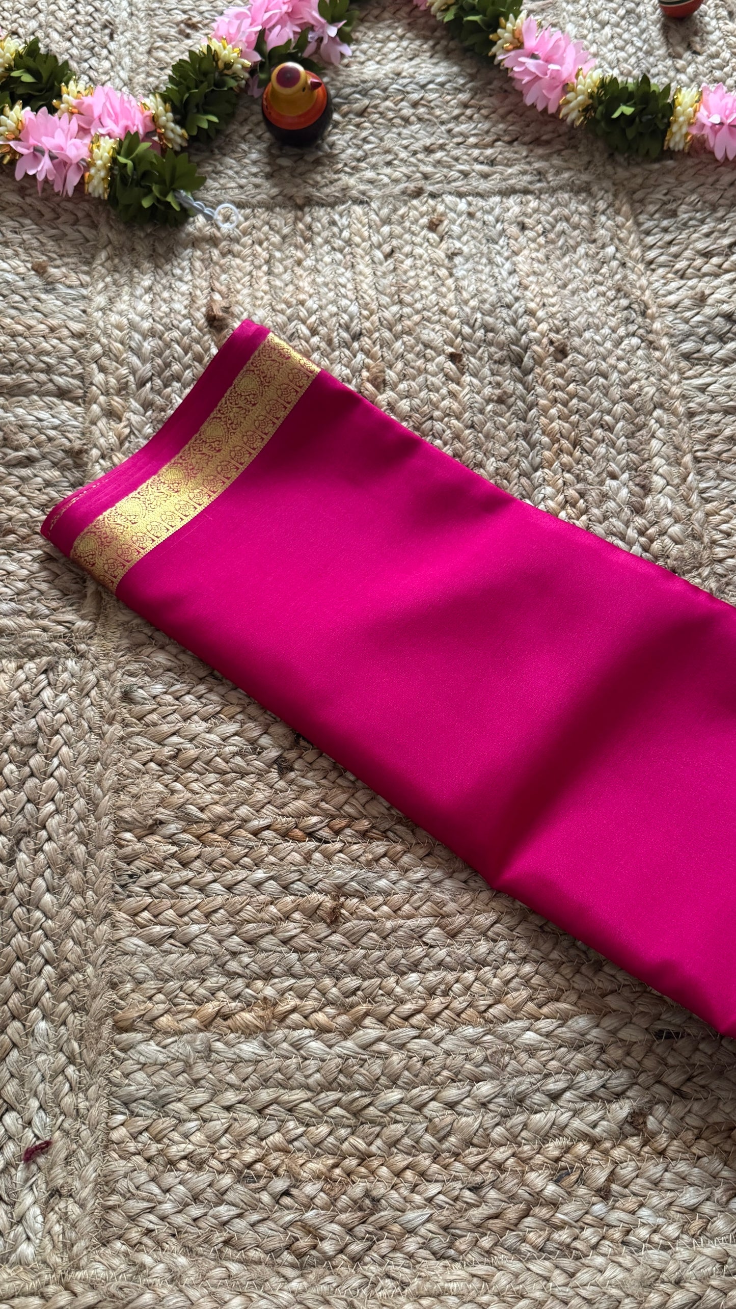 Mysore Silk Lite - Dark Pink small boarder