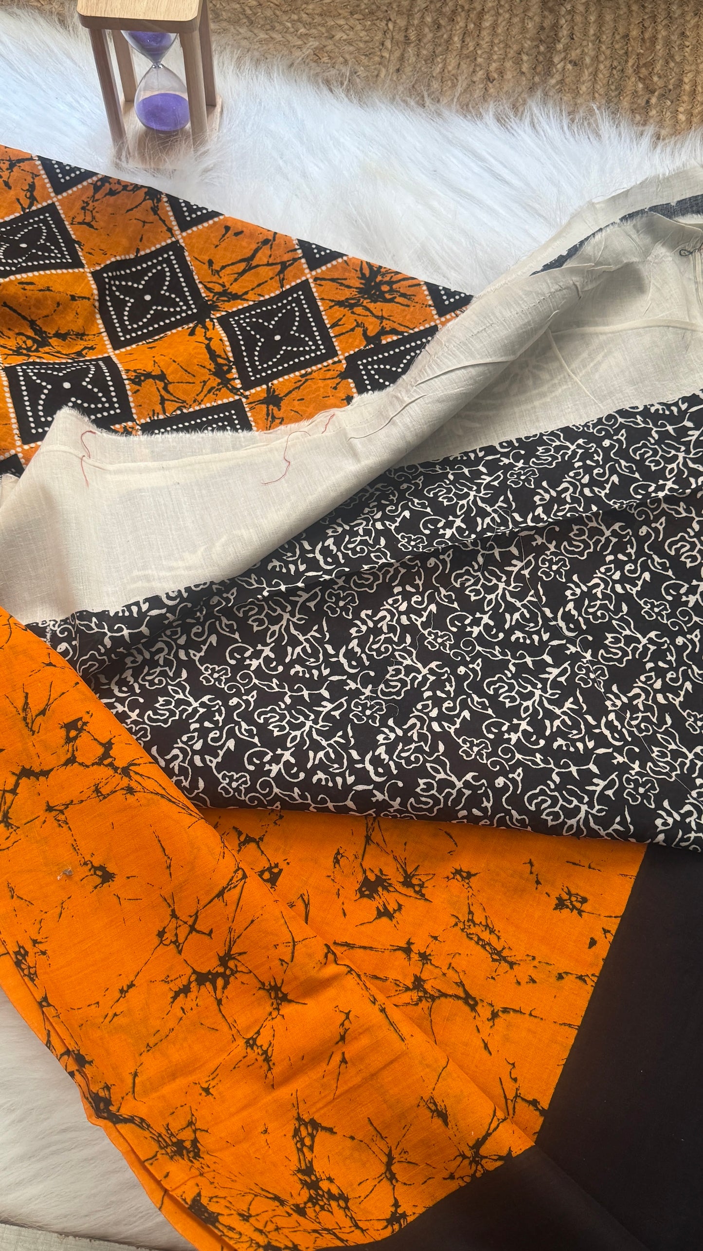 Mul Mul Cotton Sarees - Orange & Black