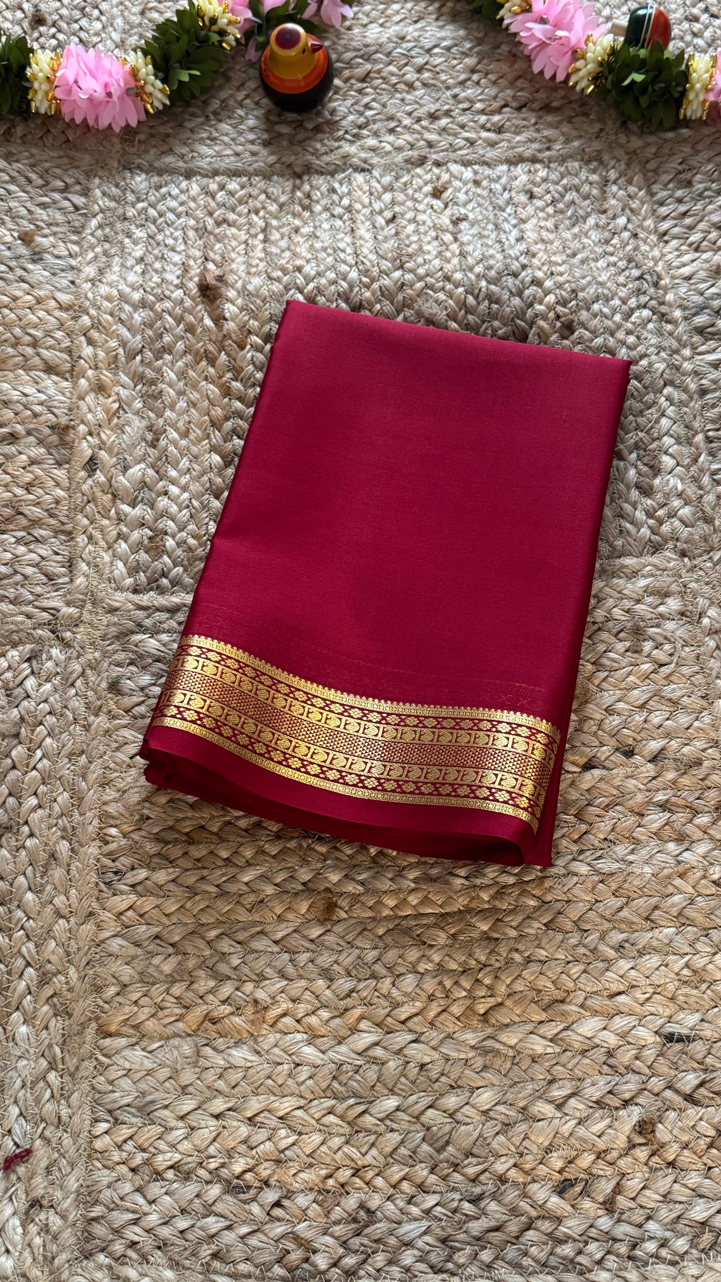Mysore Silk Lite - Maroon small boarder