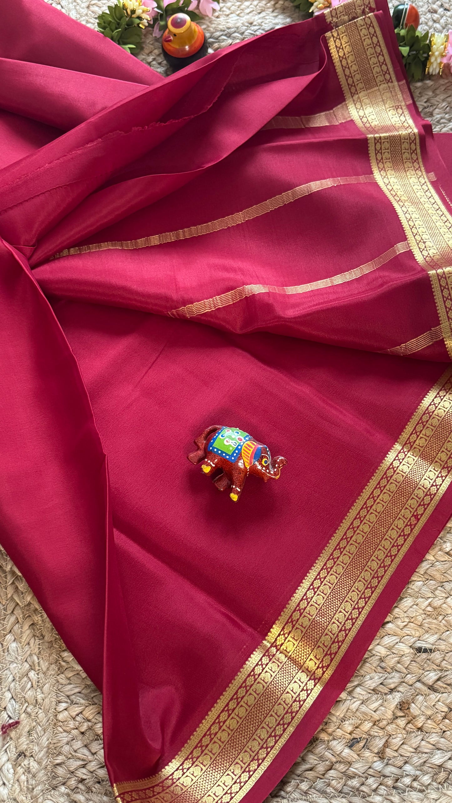 Mysore Silk Lite - Maroon small boarder