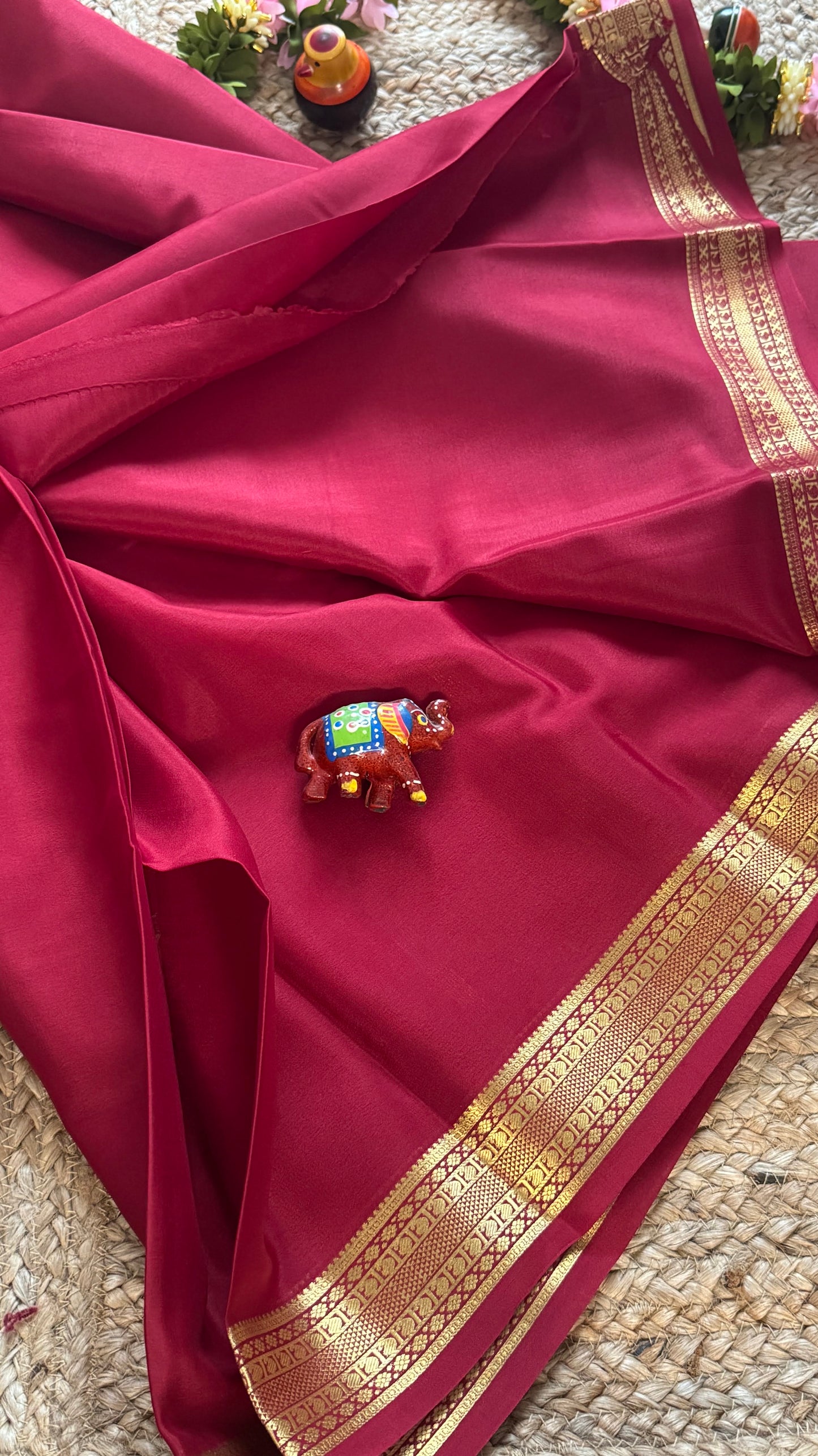 Mysore Silk Lite - Maroon small boarder