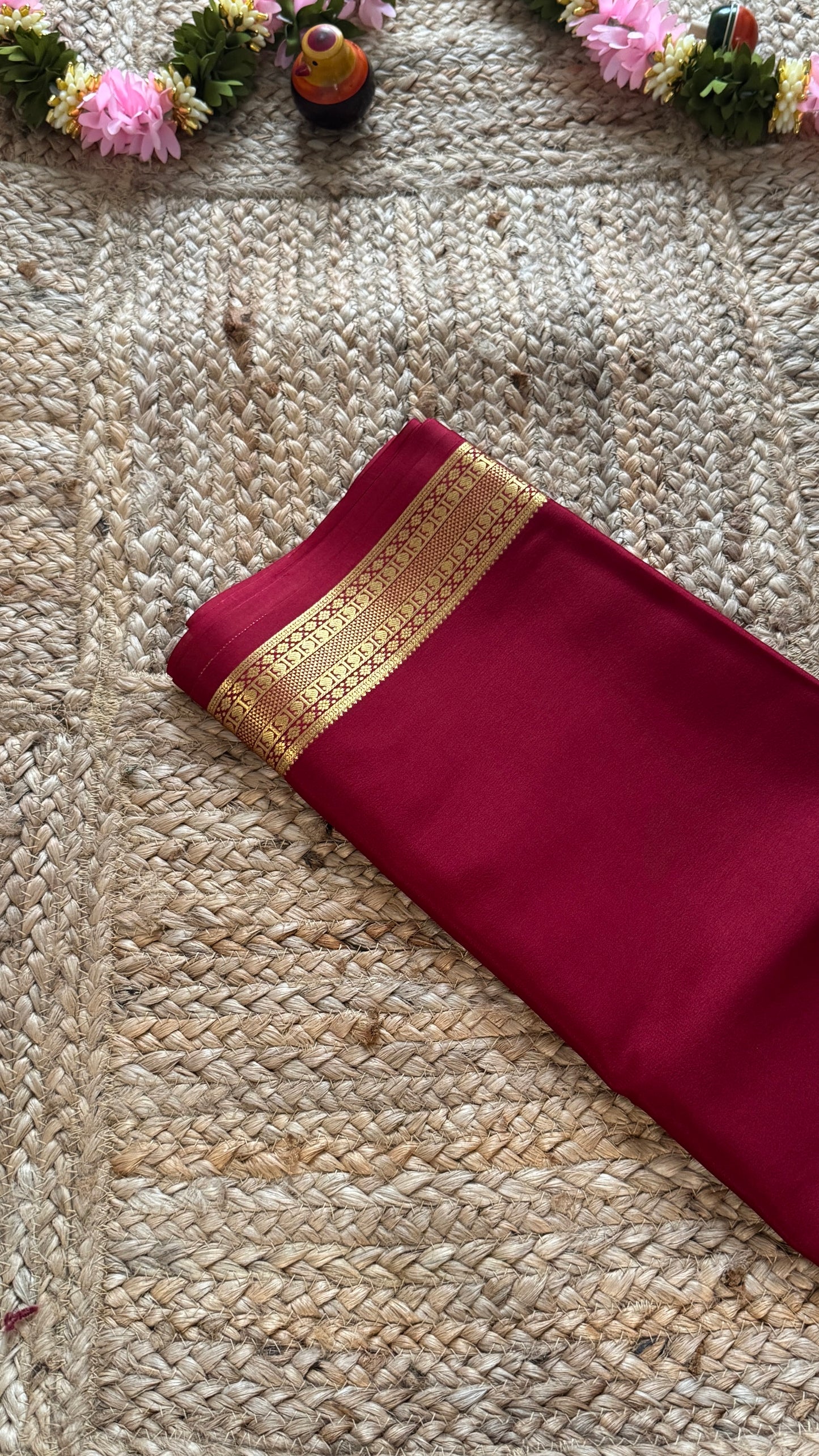 Mysore Silk Lite - Maroon small boarder