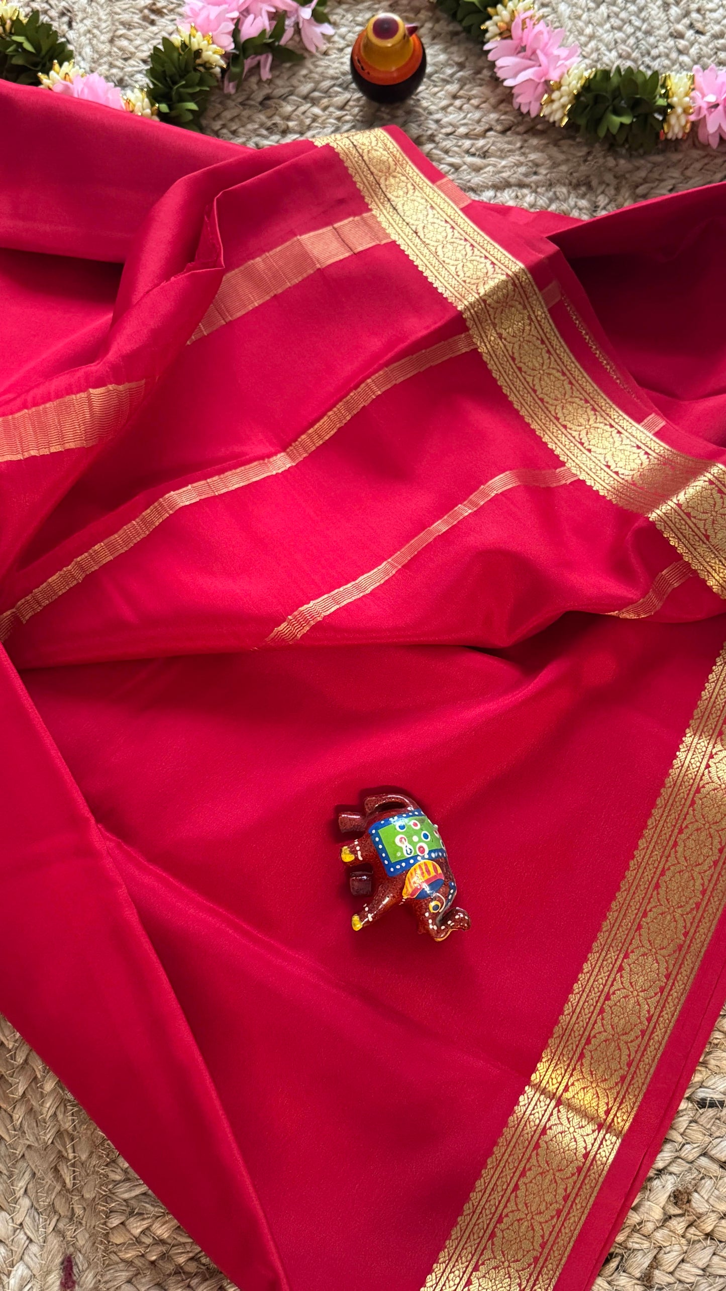 Mysore Silk Lite - Red1 small boarder
