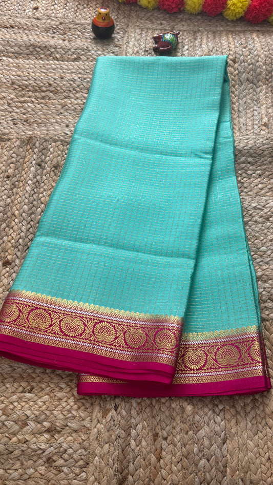 Pure Mysore Silk | Bespoke - Body Checks Blue and Pink - Mysuru - 05