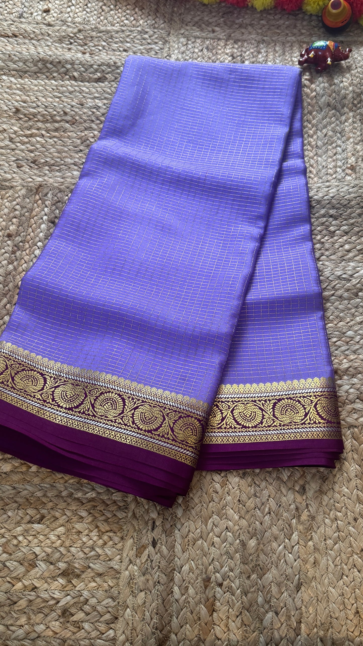 Pure Mysore Silk | Bespoke - Body Checks Blue and Purple - Mysuru - 05