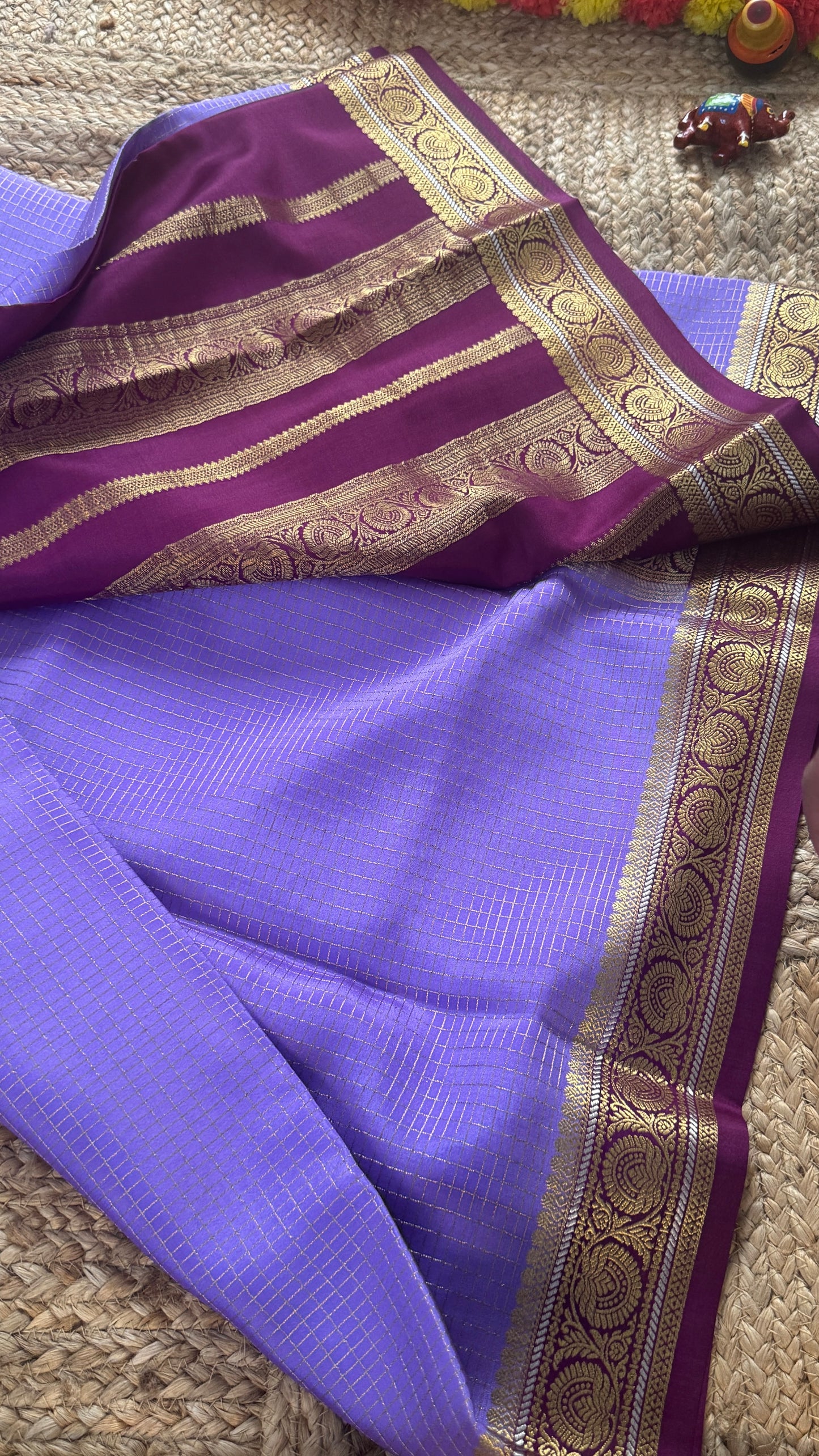 Pure Mysore Silk | Bespoke - Body Checks Blue and Purple - Mysuru - 05