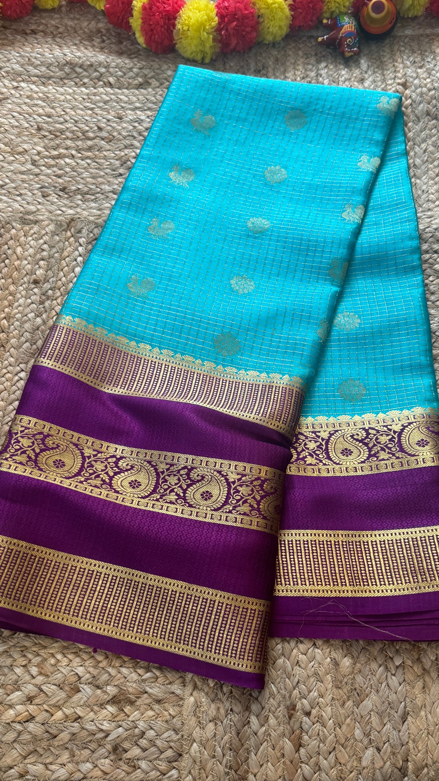 Pure Mysore Silk | Bespoke - Gap Weft Blue n Purple - Mysuru - 05
