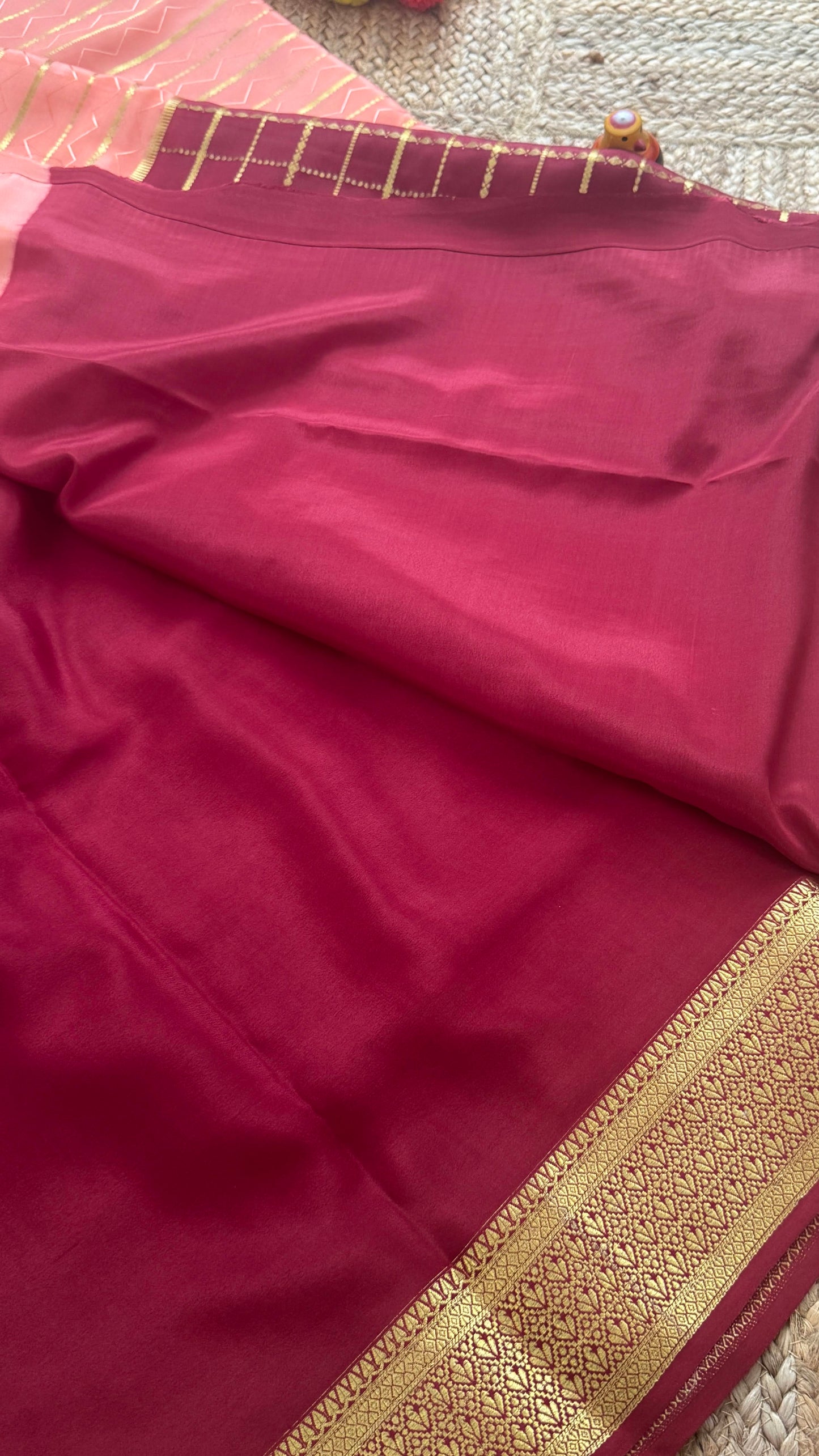 Pure Mysore Silk | Bespoke - HnH Checks Peach n Brown - Mysuru - 05