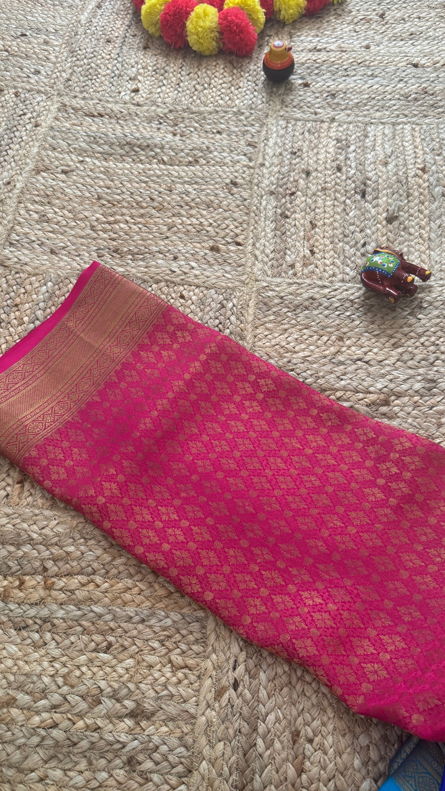 Pure Mysore Silk | Bespoke - HnH Brocade Yellow n Pink - Mysuru - 05
