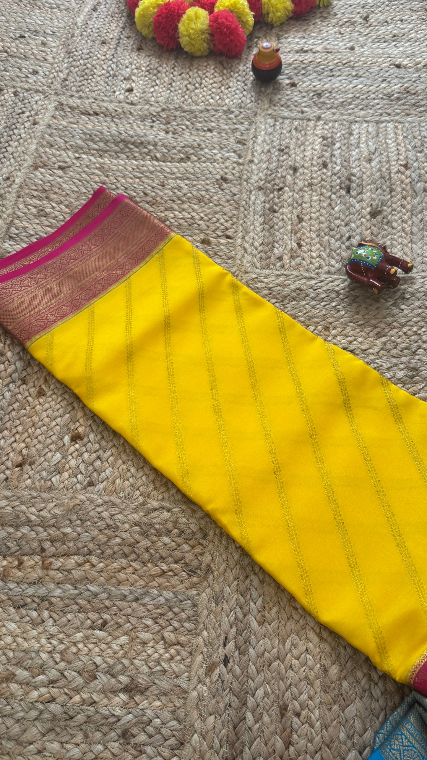 Pure Mysore Silk | Bespoke - HnH Brocade Yellow n Pink - Mysuru - 05