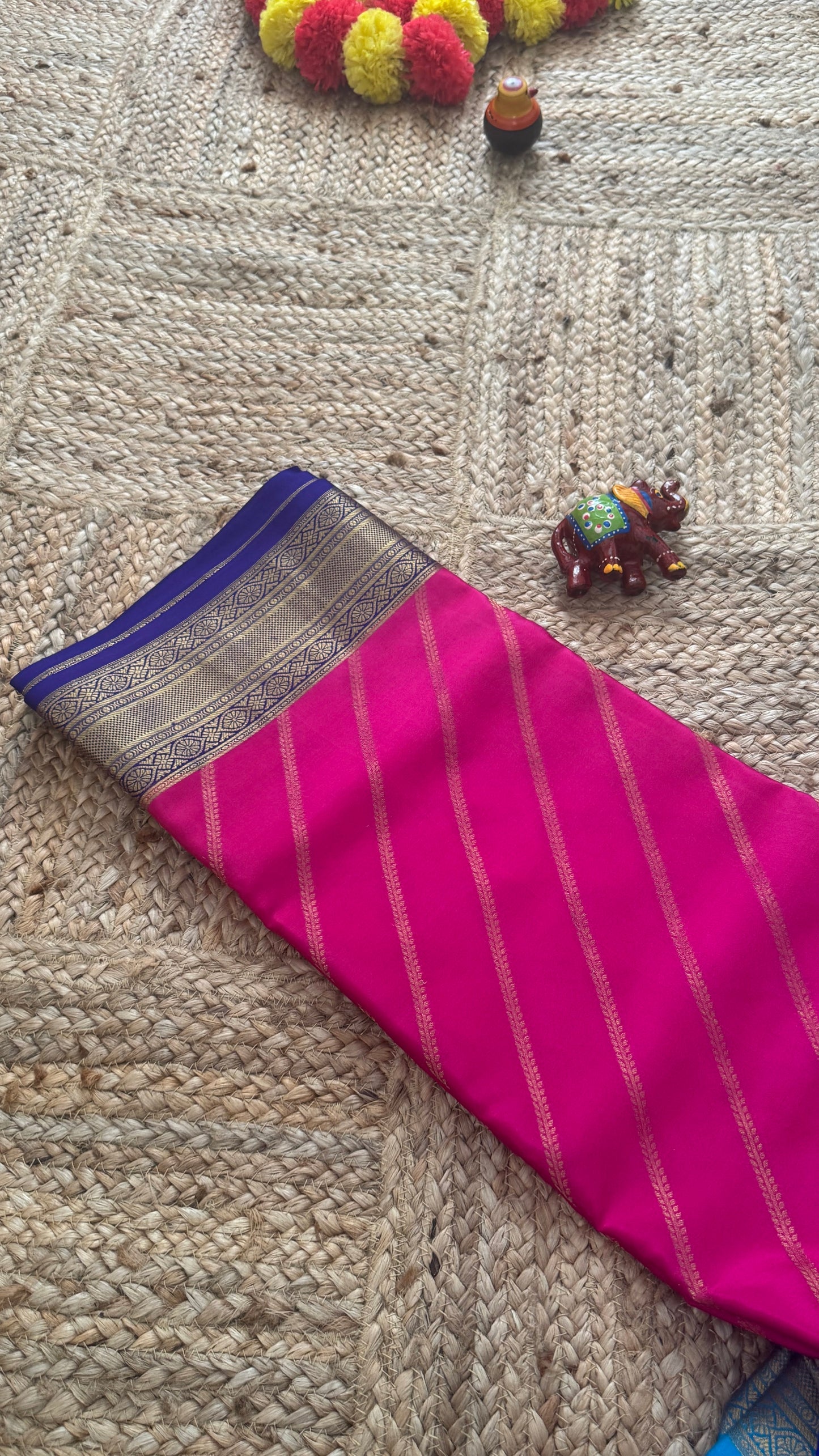 Pure Mysore Silk | Bespoke - HnH Brocade Pink n Blue - Mysuru - 05