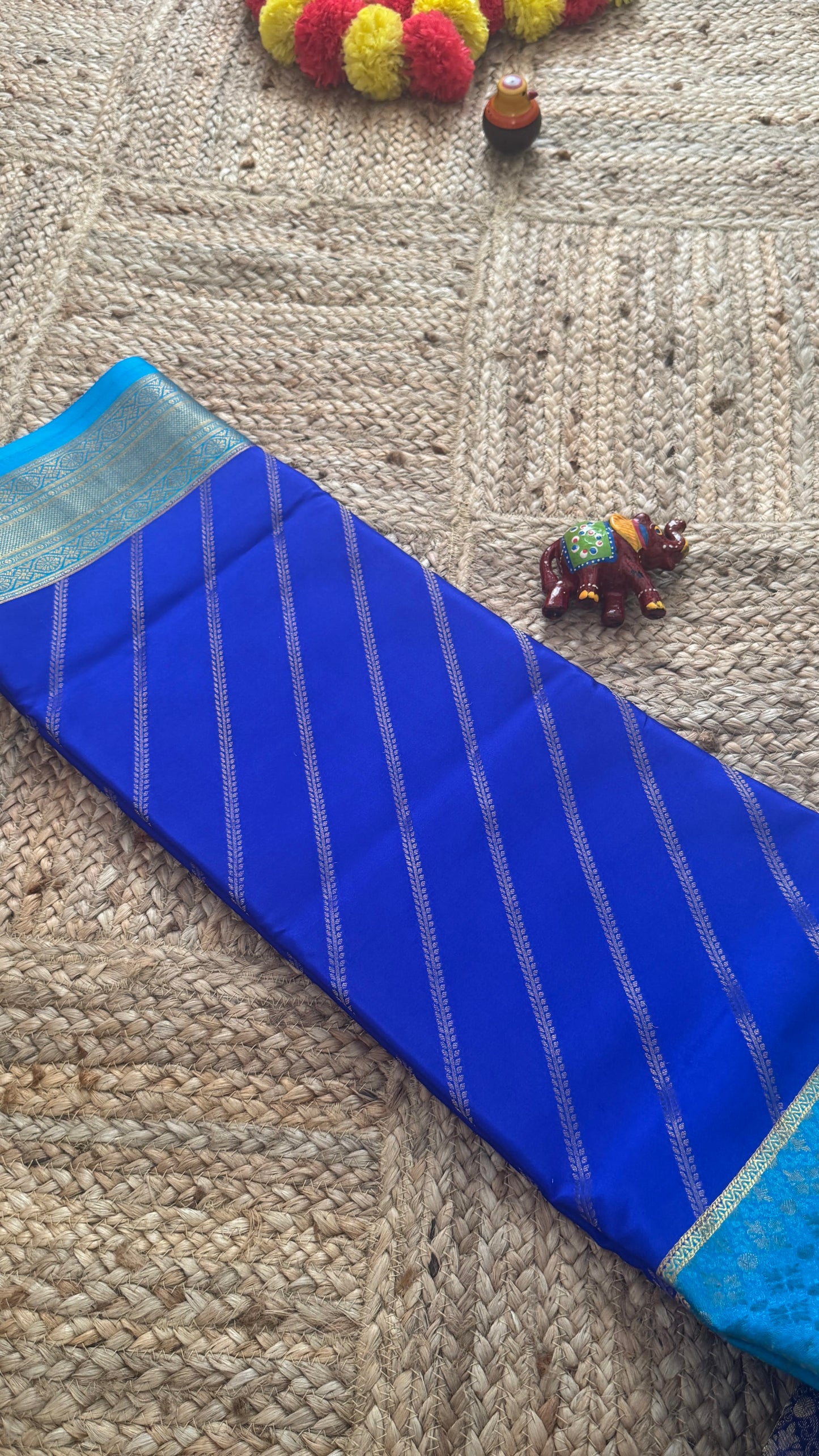 Pure Mysore Silk | Bespoke - HnH Brocade Sky Blue n Blue - Mysuru - 05