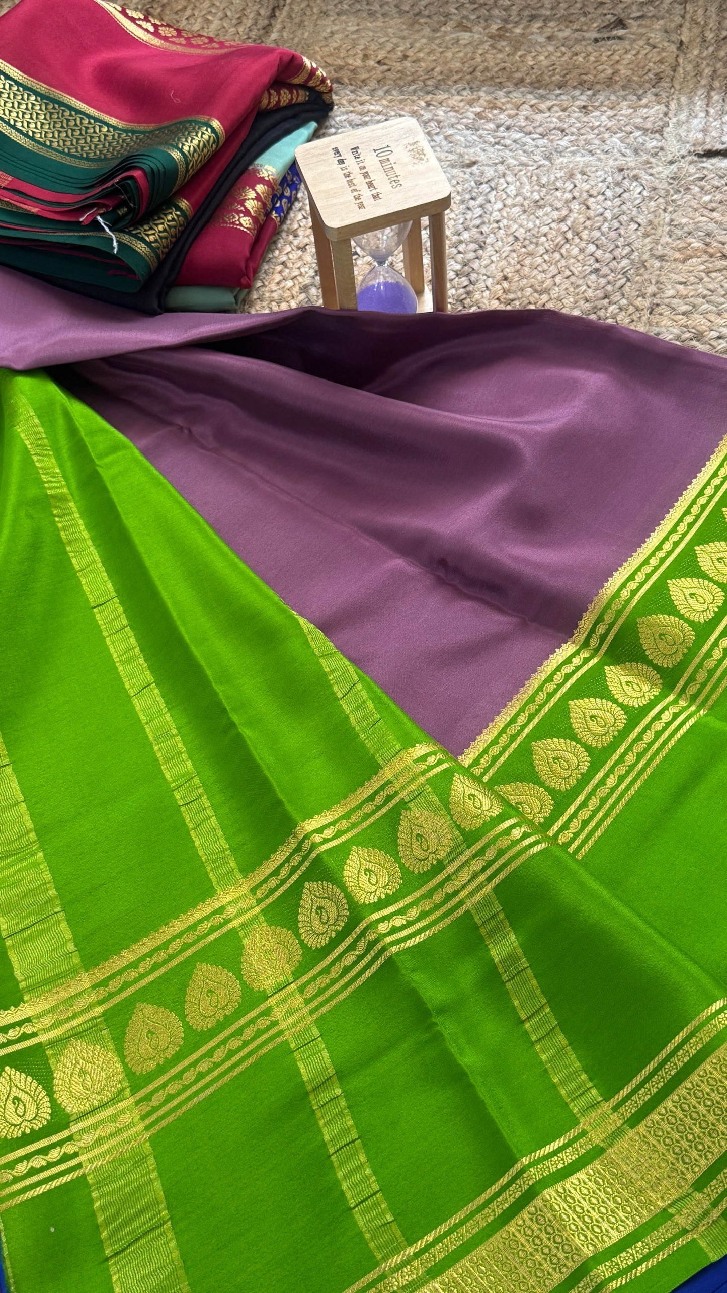 Pure Mysore Silk Saree - Bentex 3D Mauve Green
