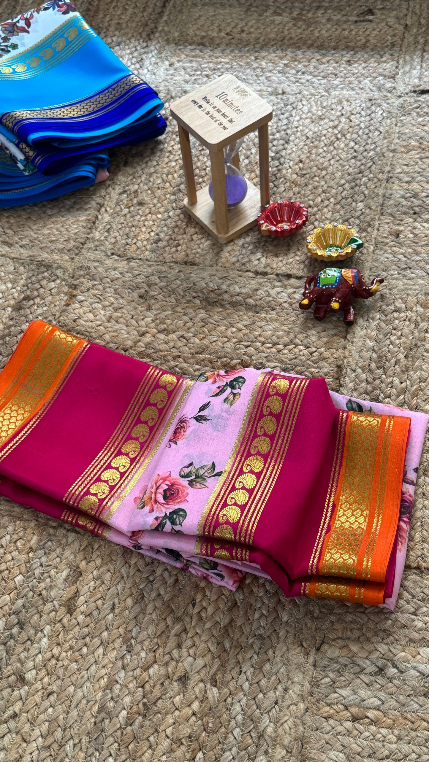 Pure Mysore Silk Saree - Piping Bentex Printed - Pink