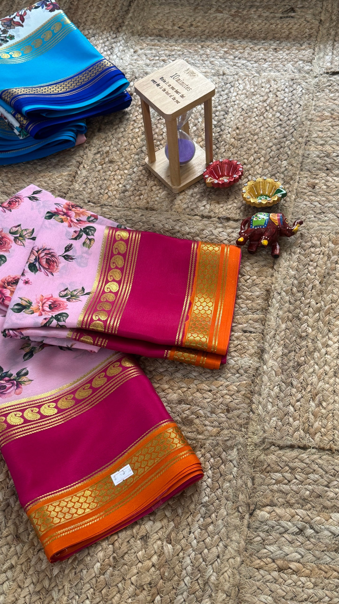 Pure Mysore Silk Saree - Piping Bentex Printed - Pink