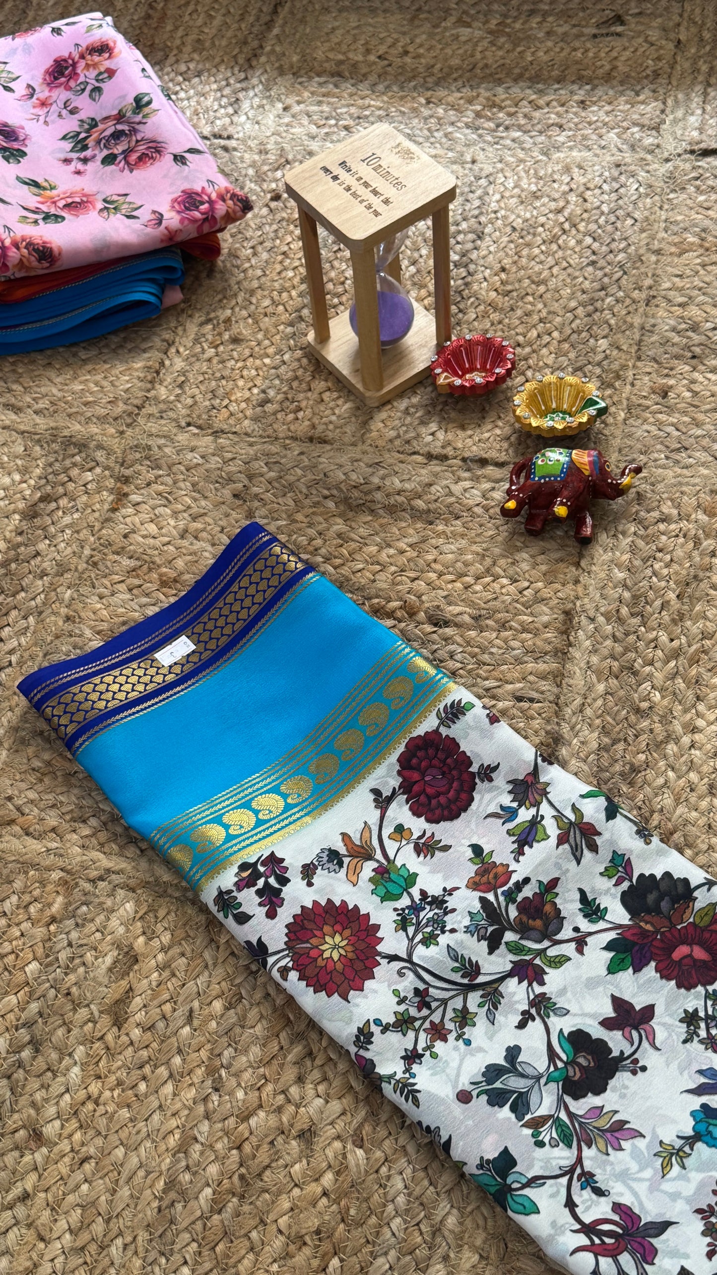 Pure Mysore Silk Saree - Piping Bentex Printed - Blue