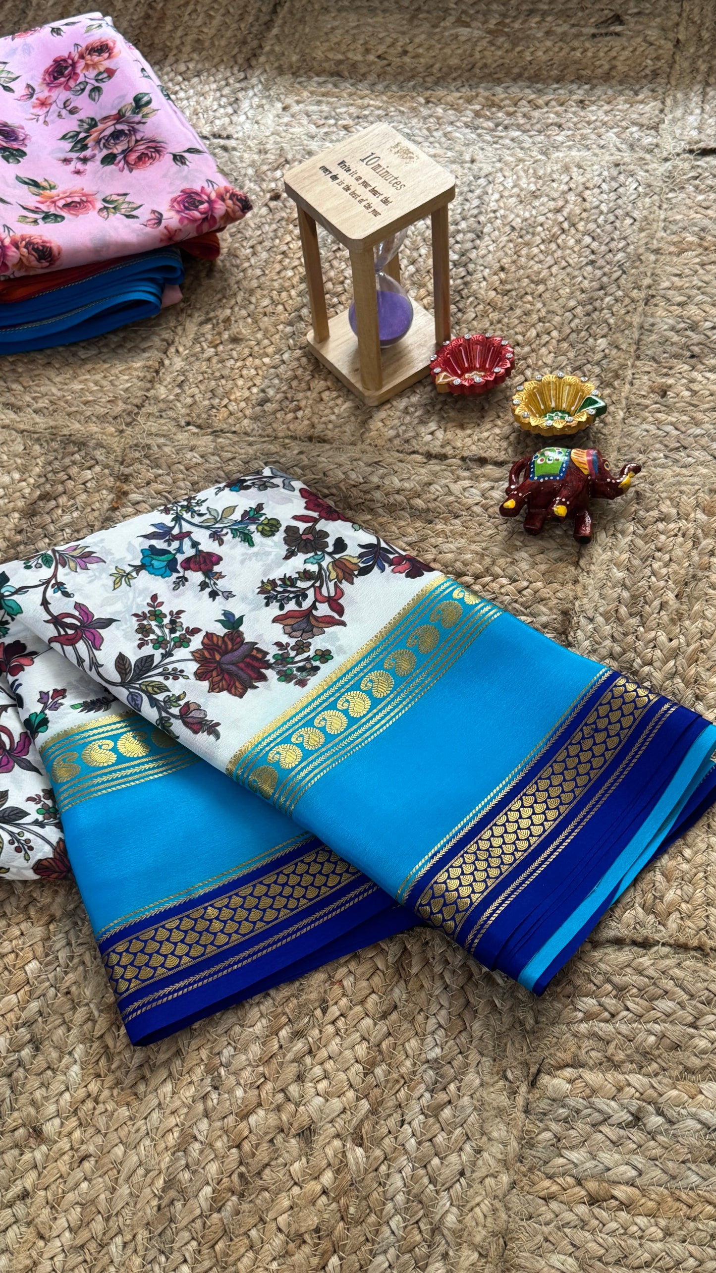 Pure Mysore Silk Saree - Piping Bentex Printed - Blue
