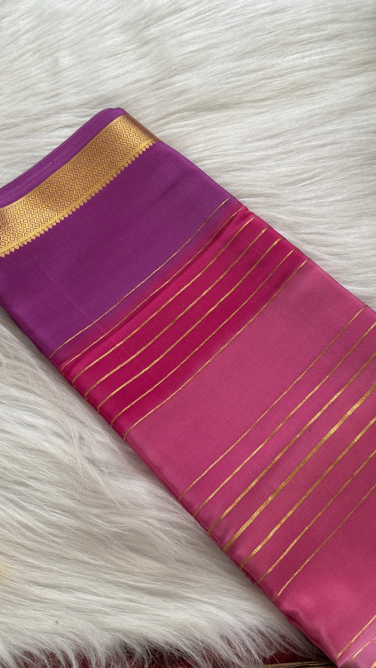 Pure Mysore Silk Sarees - Bespoke Drapes - Pink and Purplee