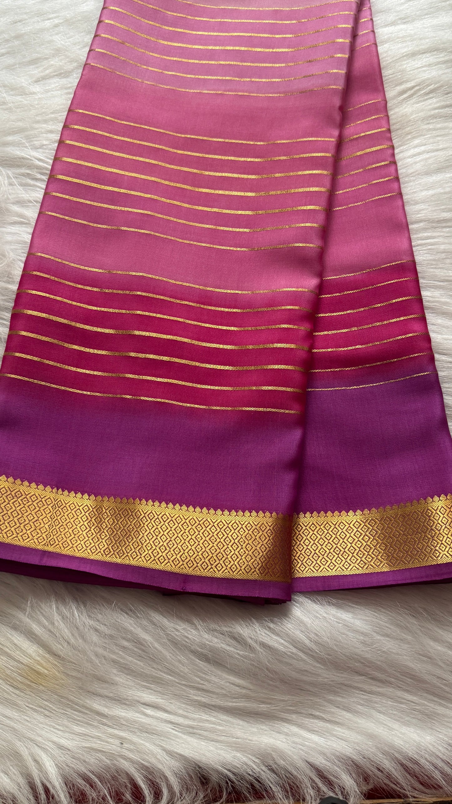 Pure Mysore Silk Sarees - Bespoke Drapes - Pink and Purplee