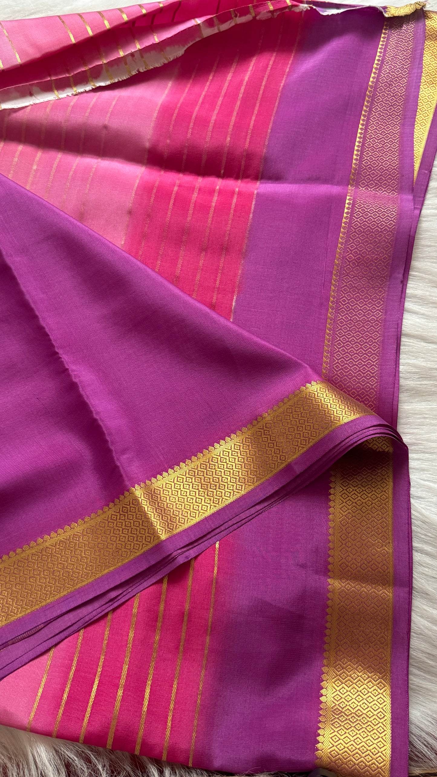 Pure Mysore Silk Sarees - Bespoke Drapes - Pink and Purplee