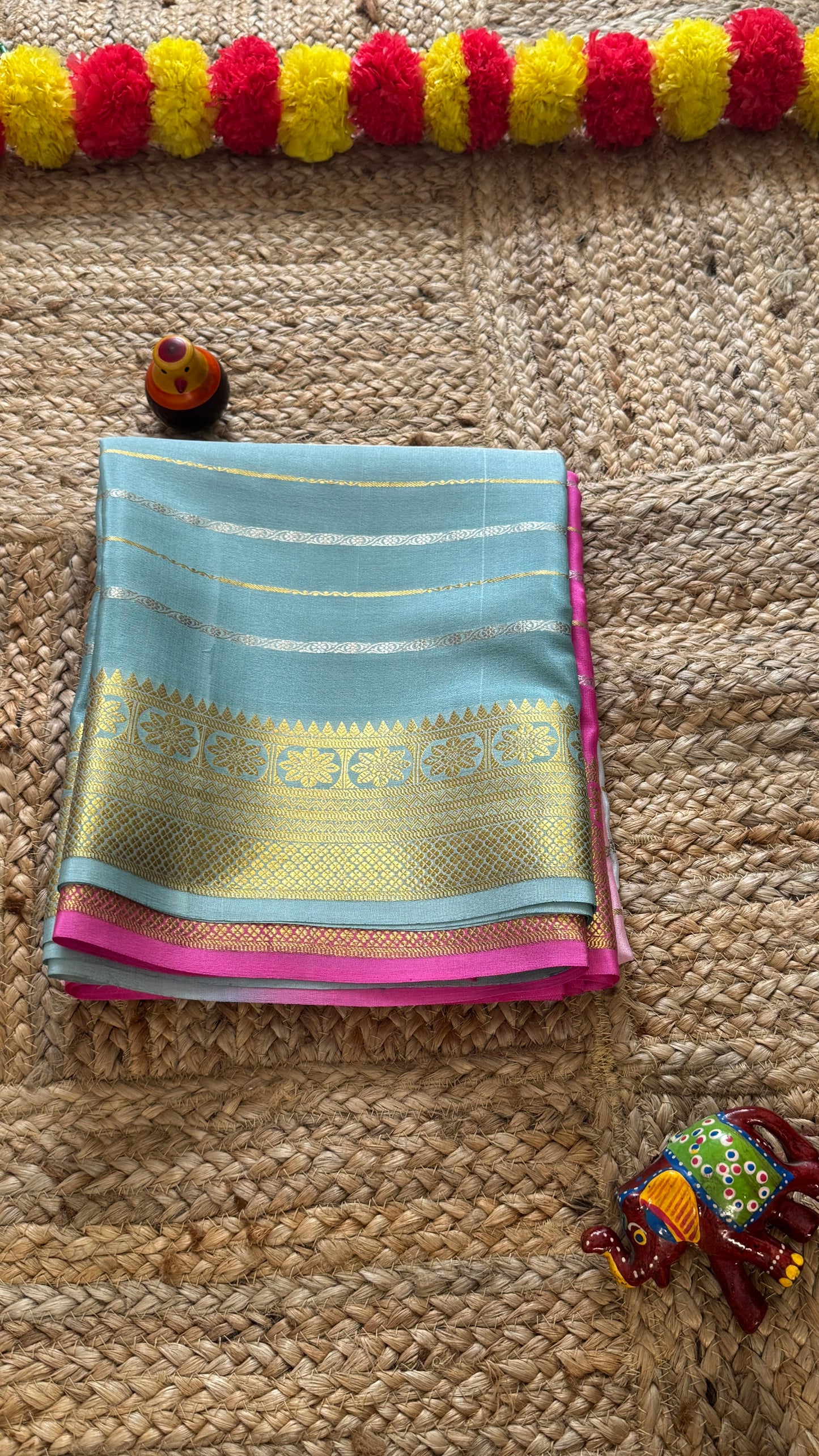 Pure Mysore Silk Sarees - Bespoke Brush Dyeing - Pink and Teal