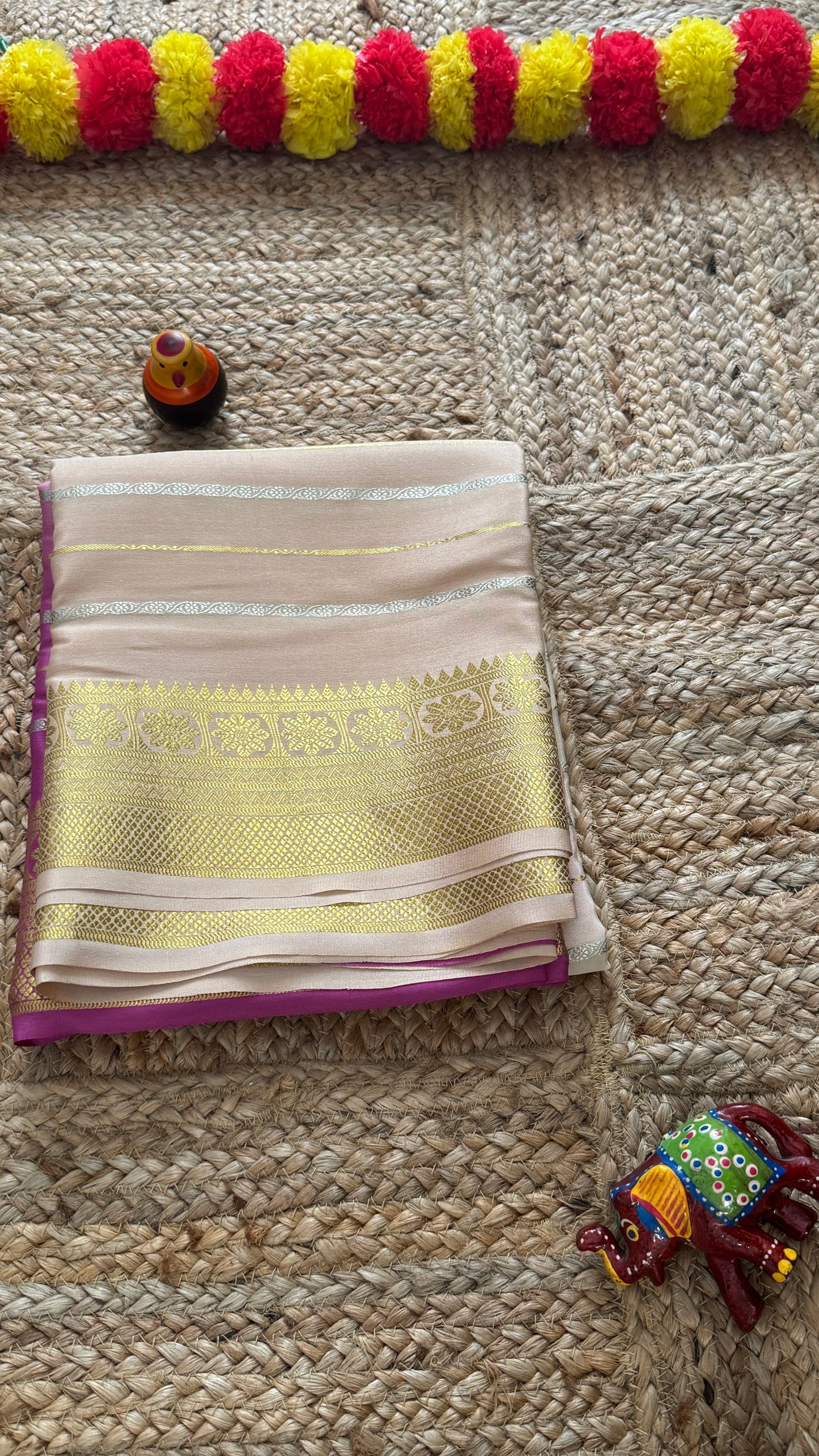 Pure Mysore Silk Sarees - Bespoke Brush Dyeing - Purple to Beige