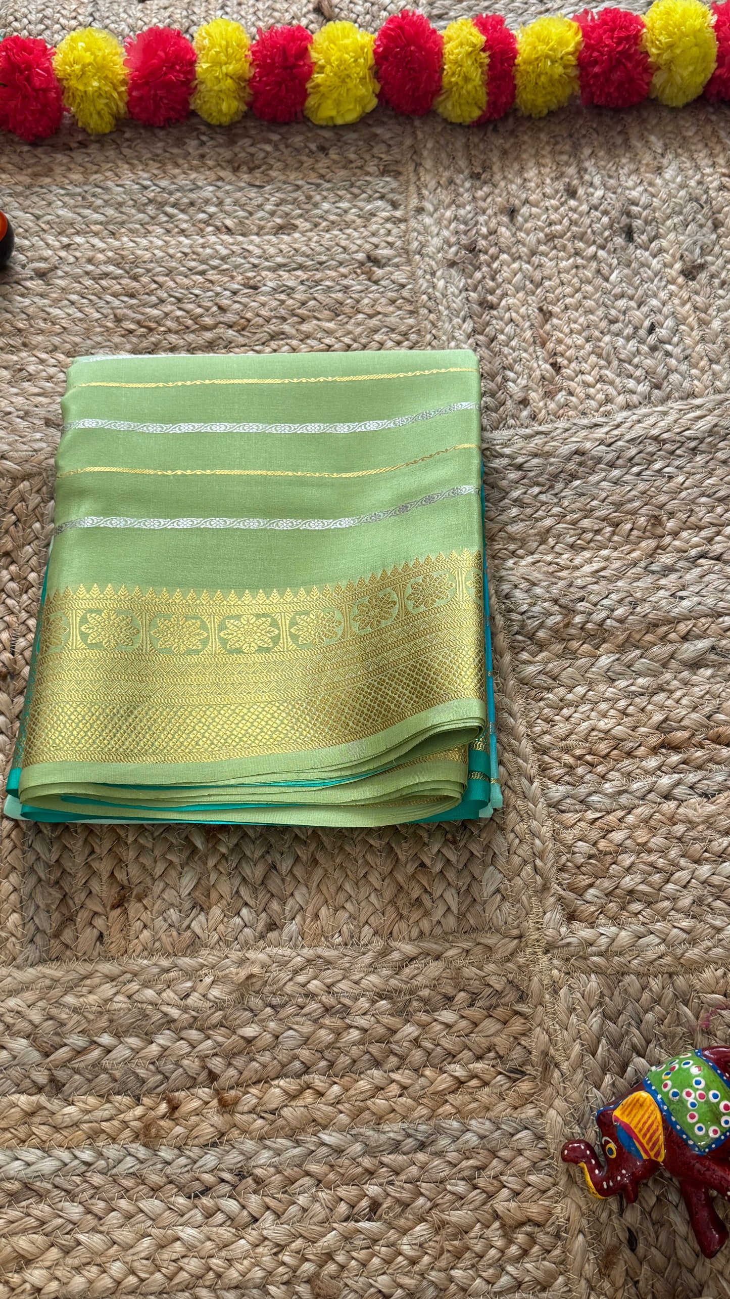 Pure Mysore Silk Sarees - Bespoke Brush Dyeing - Blue to Green