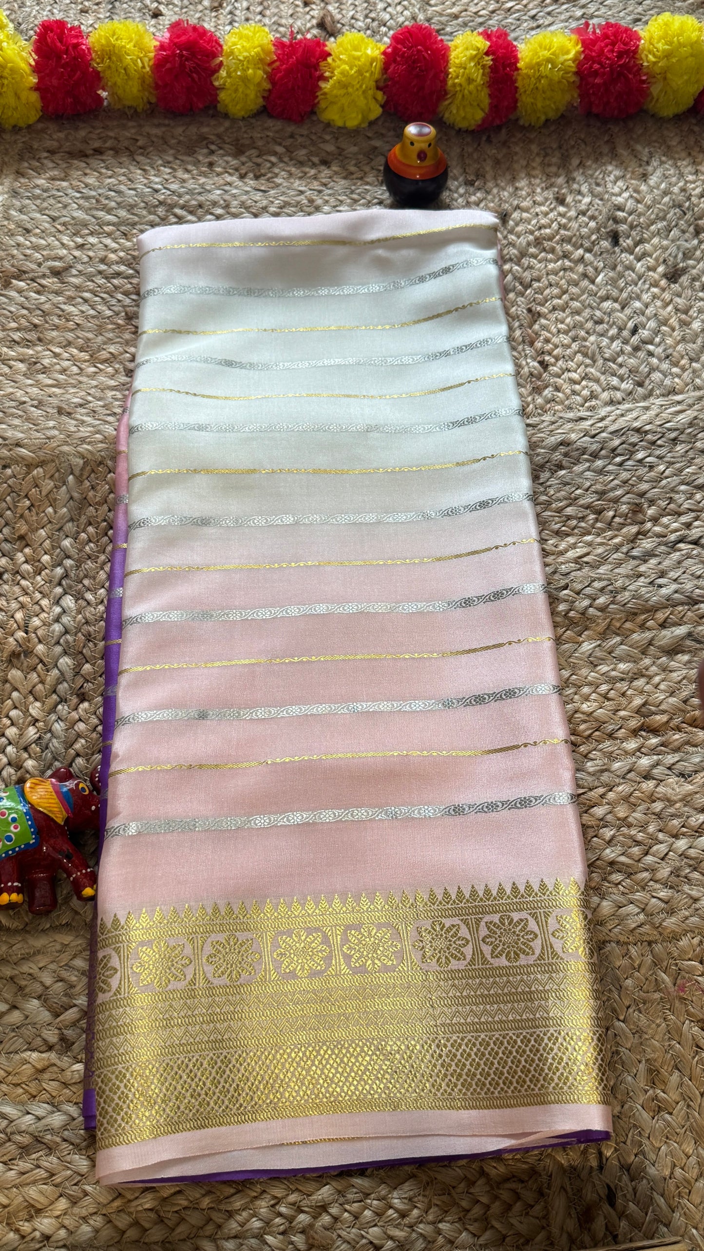 Pure Mysore Silk Sarees - Bespoke Brush Dyeing - Purple to Pink