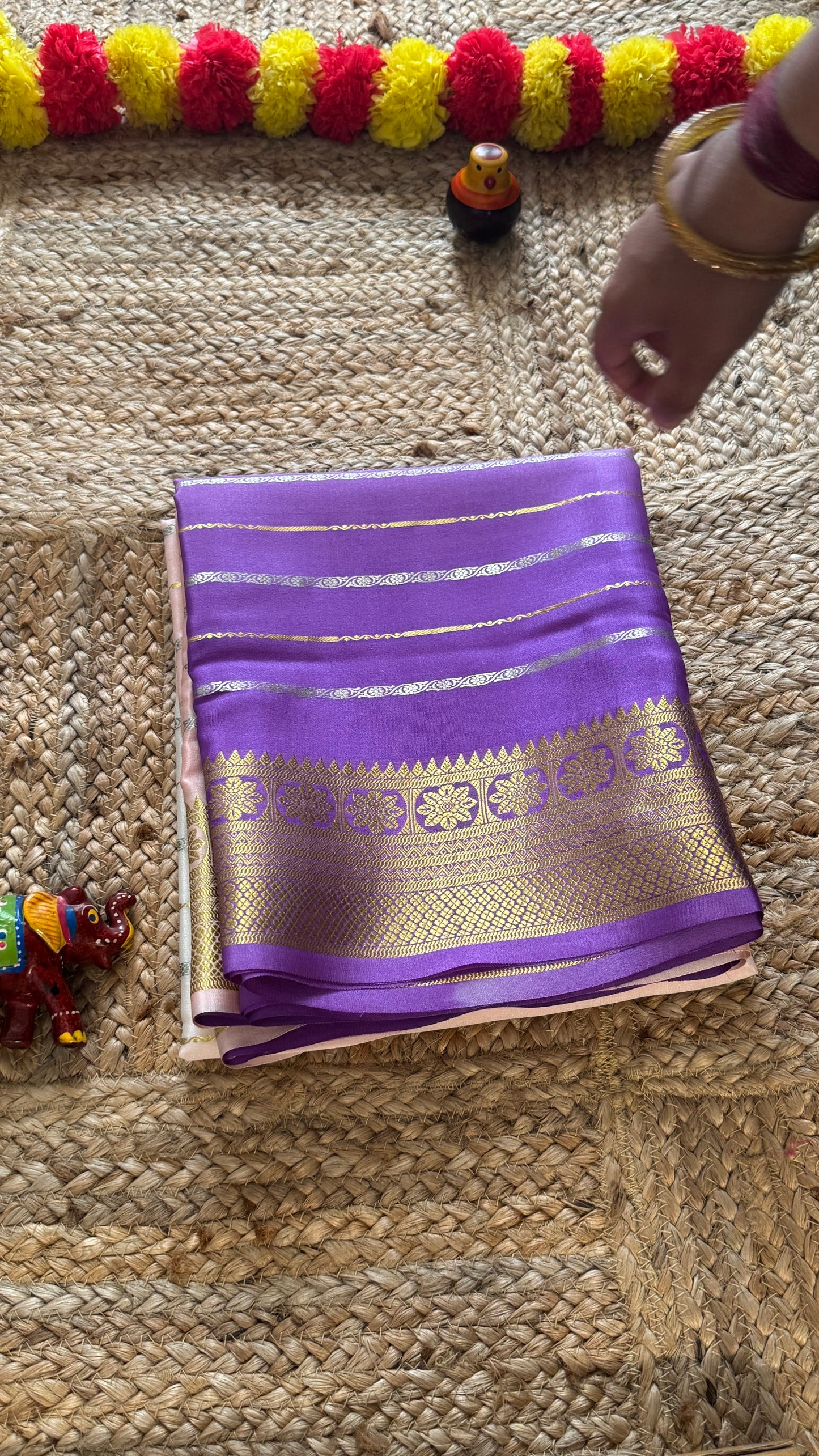 Pure Mysore Silk Sarees - Bespoke Brush Dyeing - Purple to Pink