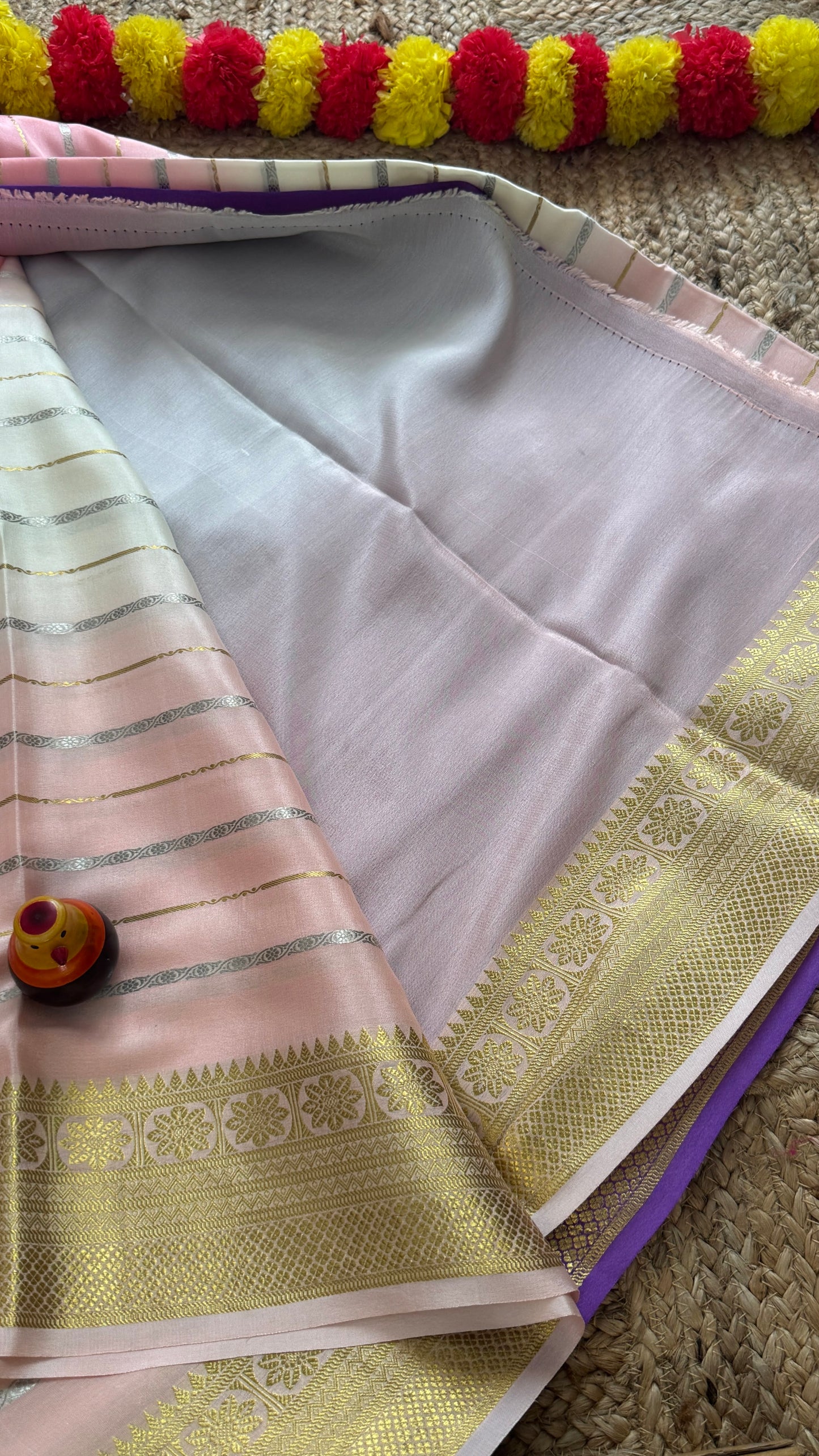 Pure Mysore Silk Sarees - Bespoke Brush Dyeing - Purple to Pink