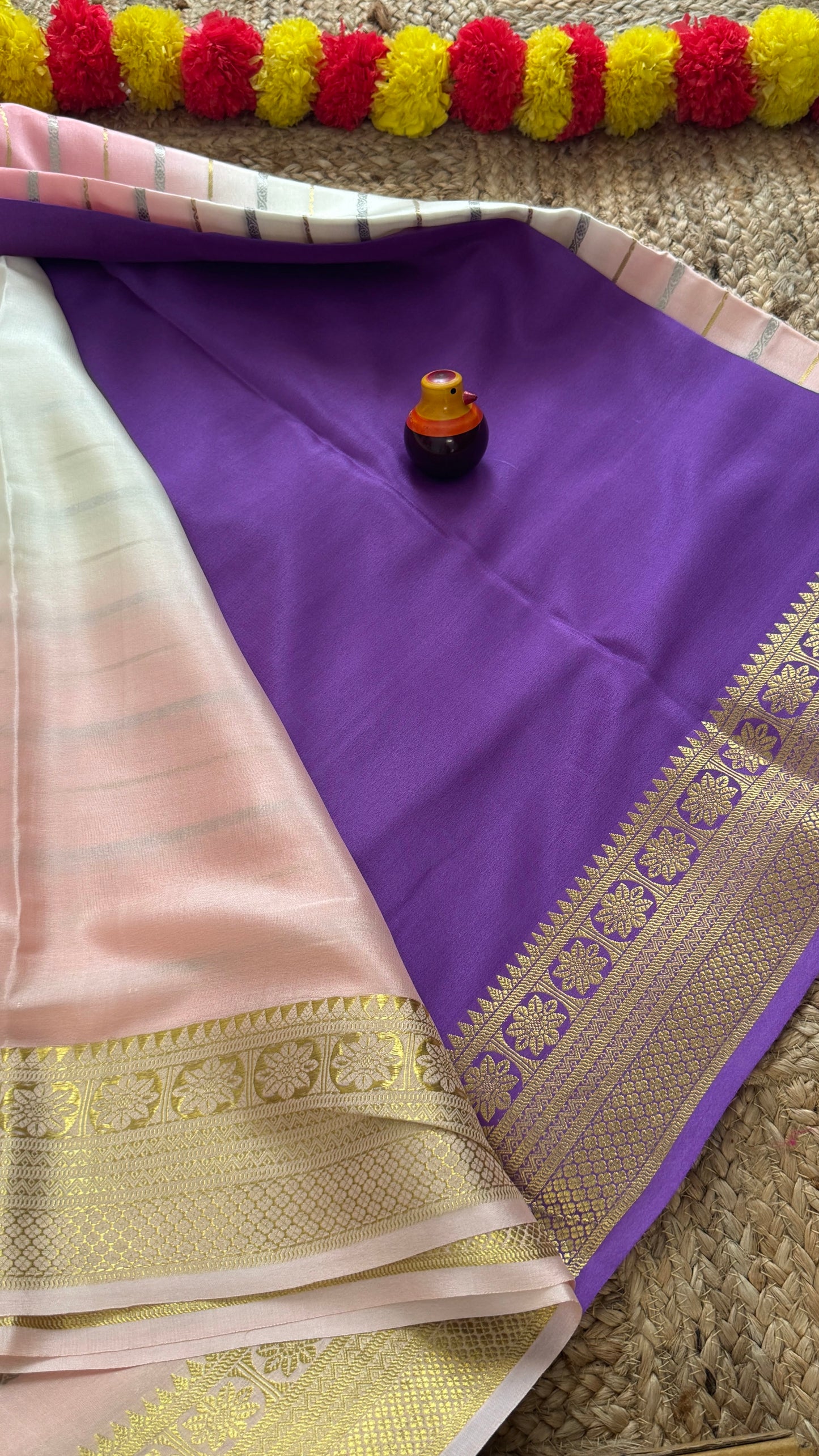 Pure Mysore Silk Sarees - Bespoke Brush Dyeing - Purple to Pink