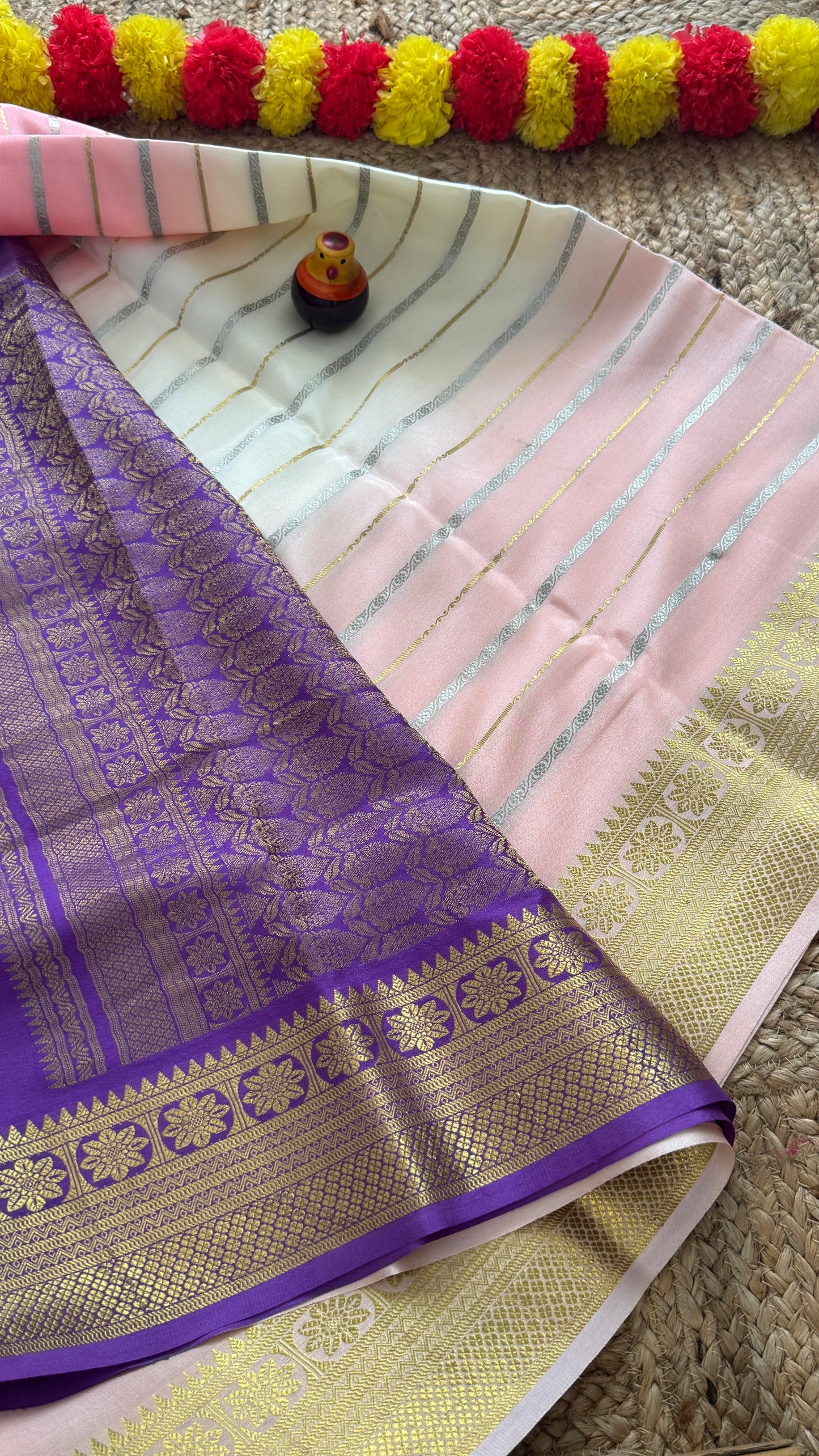 Pure Mysore Silk Sarees - Bespoke Brush Dyeing - Purple to Pink