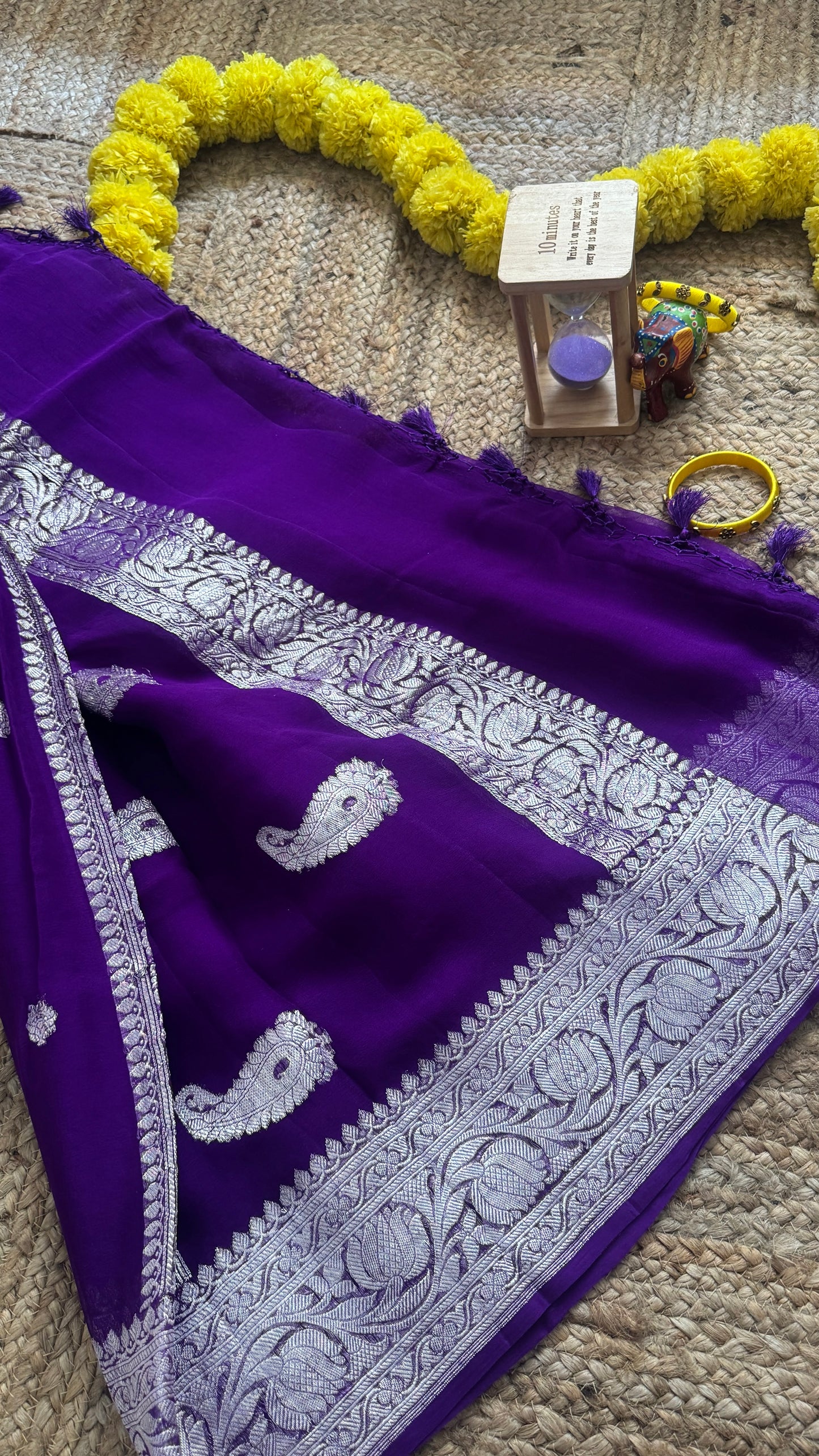 Premium Pure Chiffon Saree - Royal blue