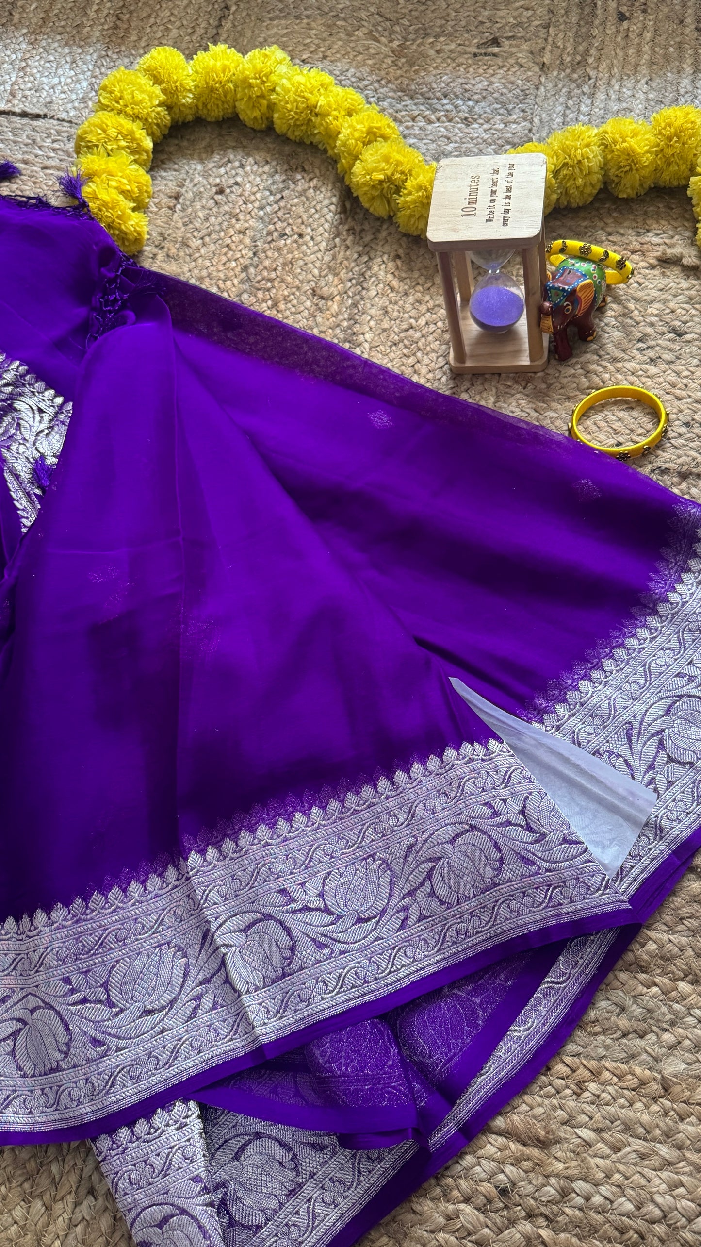 Premium Pure Chiffon Saree - Royal blue