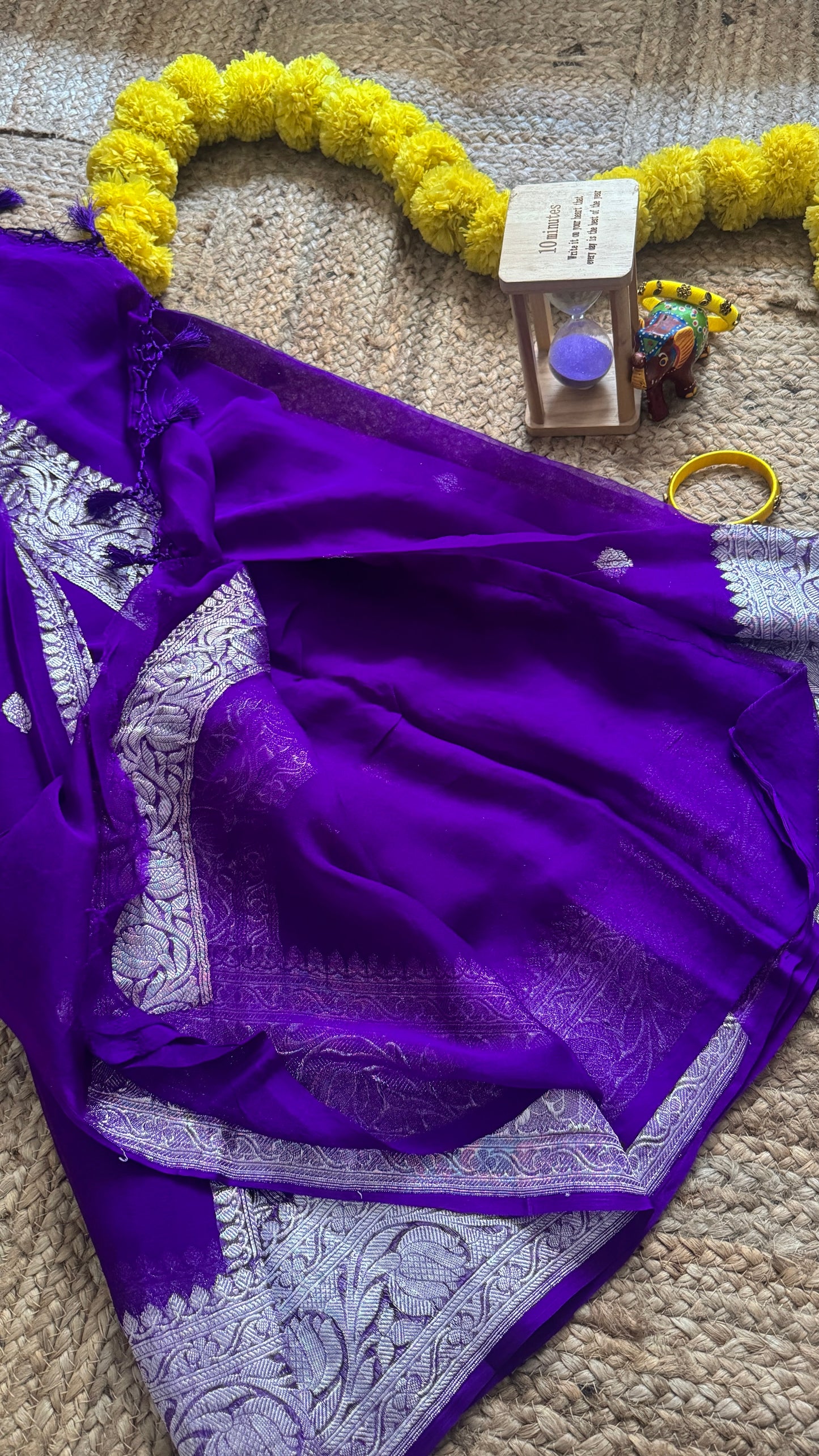 Premium Pure Chiffon Saree - Royal blue