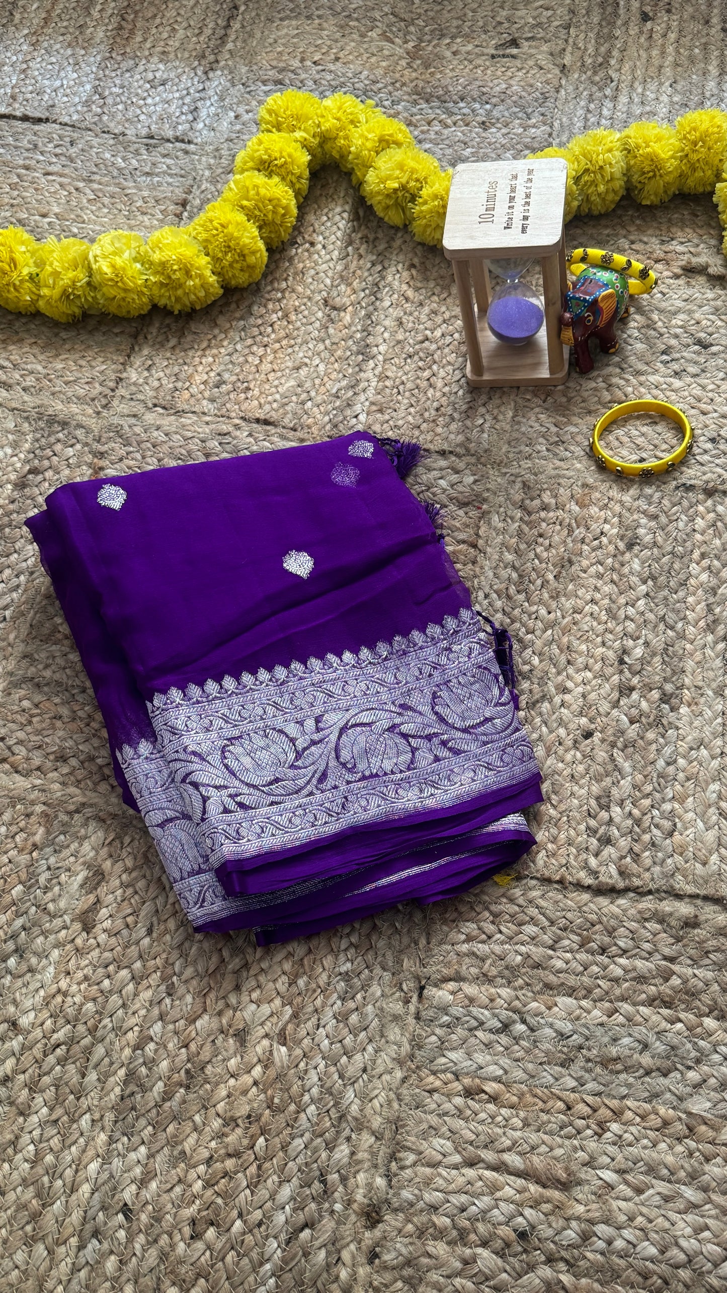 Premium Pure Chiffon Saree - Royal blue