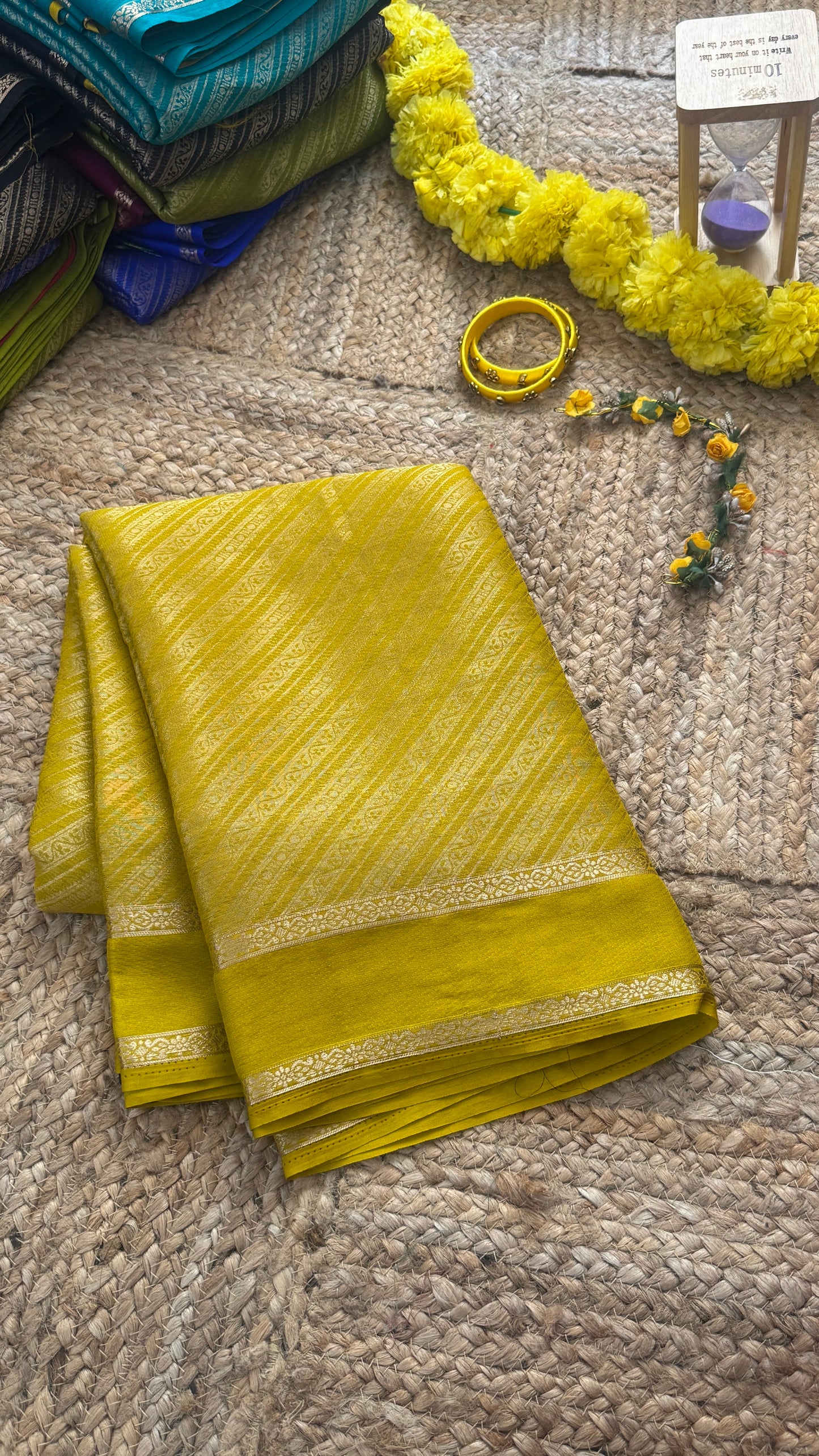 Brocade Sarees with Contrast Blouse - Mustard and Black