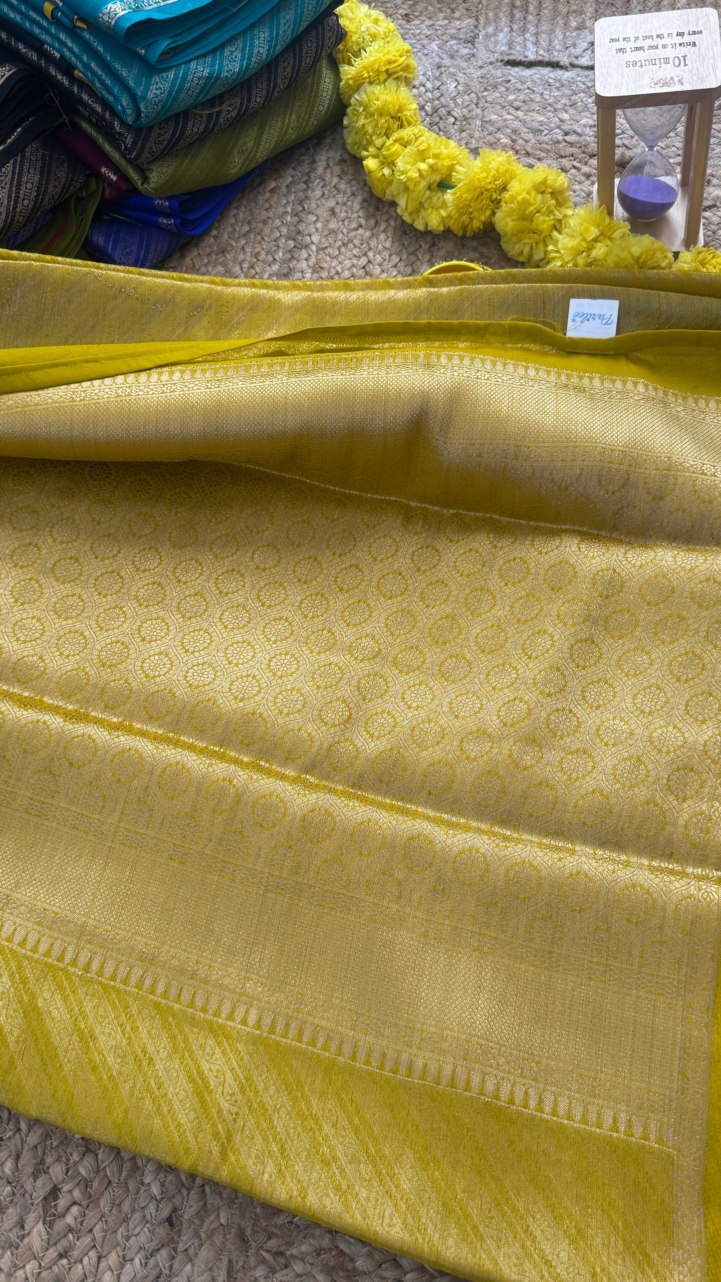 Brocade Sarees with Contrast Blouse - Mustard and Black