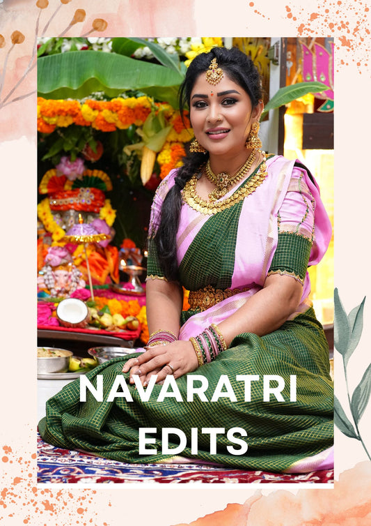 2.Pure Mysore Silk Sarees - Bespoke Drapes - Green and Baby Pink