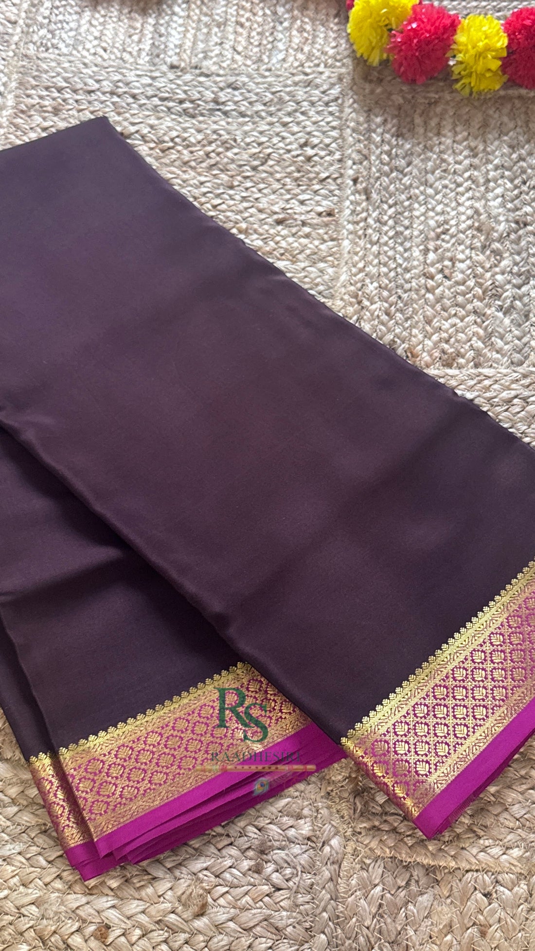 SIRI DIVINE | Mysore Silk Saree plum elegance with magenta contrast & gold zari