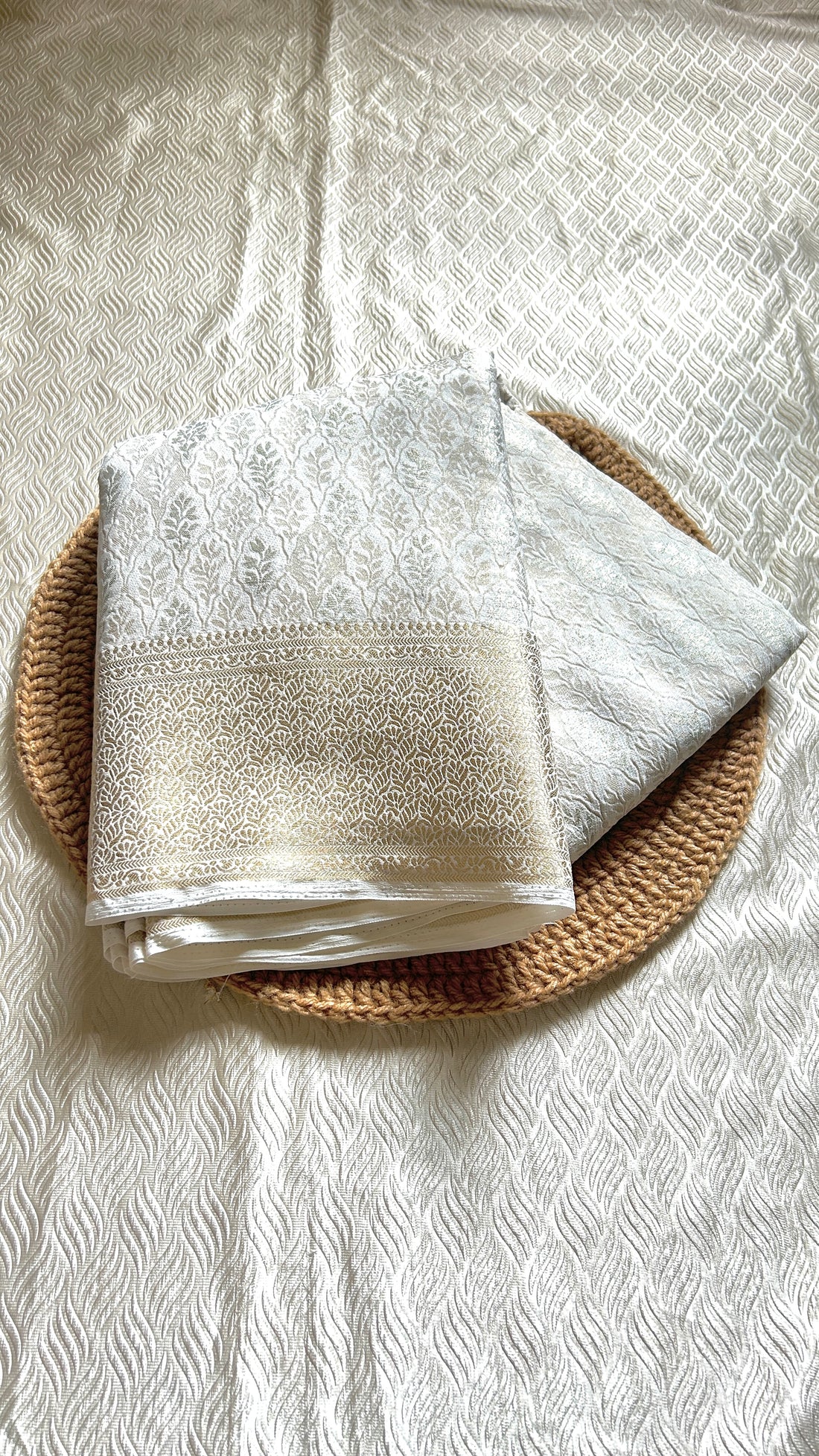 SIRI RADHA | Ivory White with Champagne Gold Zari