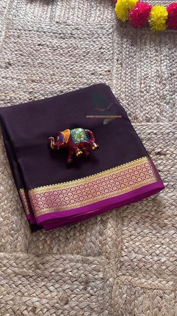 SIRI DIVINE | Mysore Silk Saree plum elegance with magenta contrast & gold zari