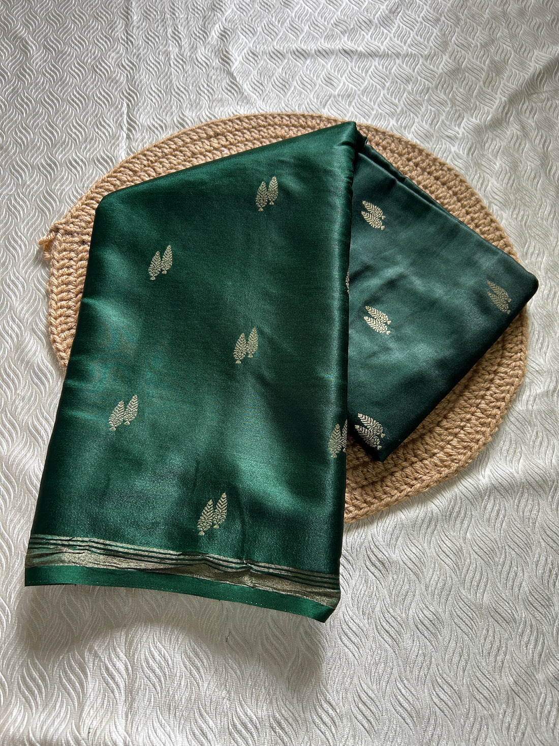 SIRI KAVERI | Deep Emerald Green with Antique Silver Zari