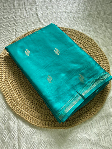 SIRI KAVERI | Teal Blue with Antique Silver Zari
