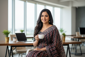 SIRI RADHA | Purple Mauve with Black Saree1