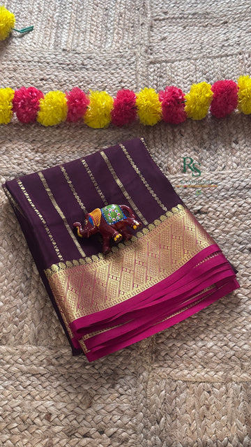 SIRI MAYURA | Mysore Silk Saree Purple with Contrast Pink Border